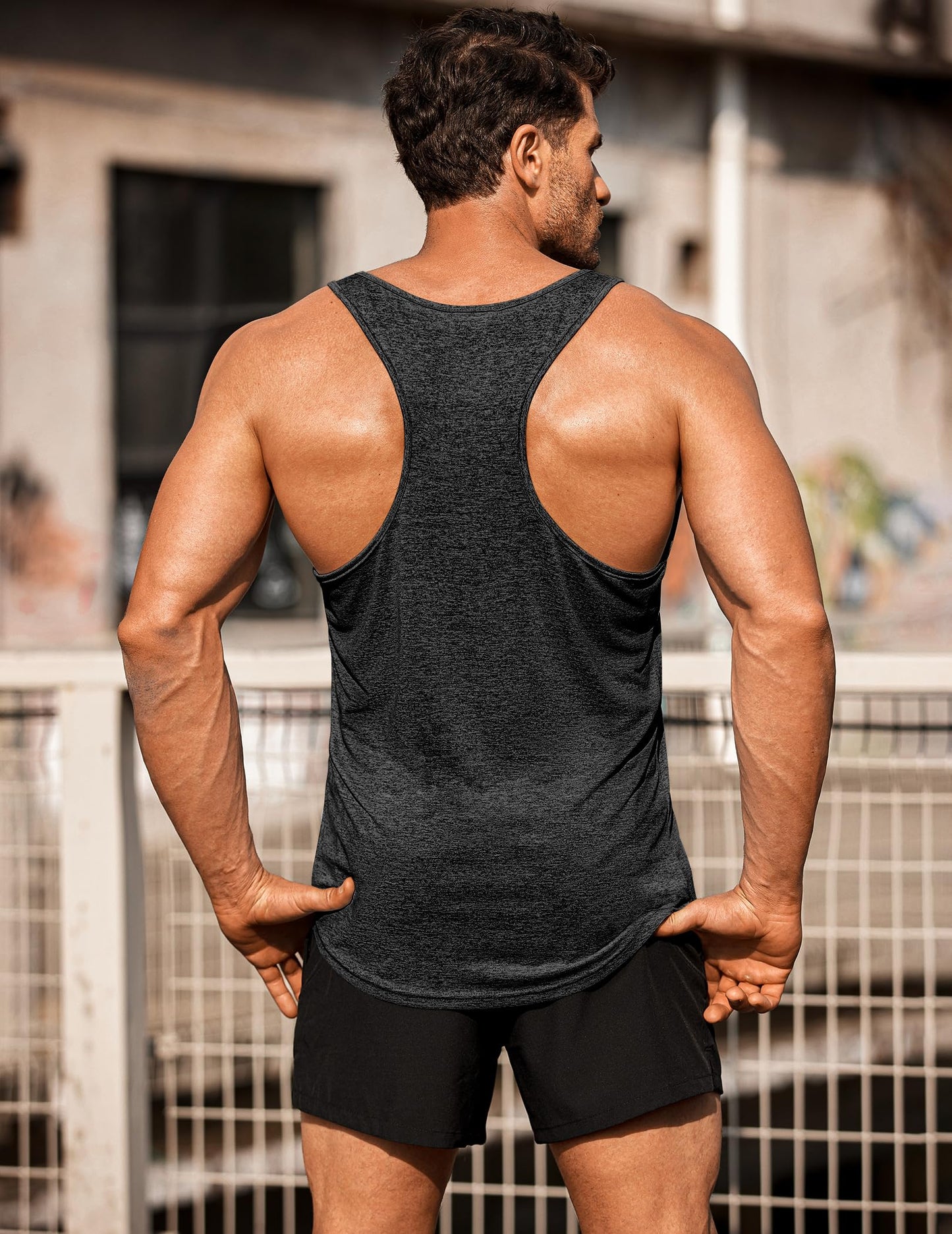 COOFANDY Mens Sleeveless Muscle T-Shirts Stretch Tank Top 3 Pack Active Moisture Wicking Training Cutoff Tee Shirts