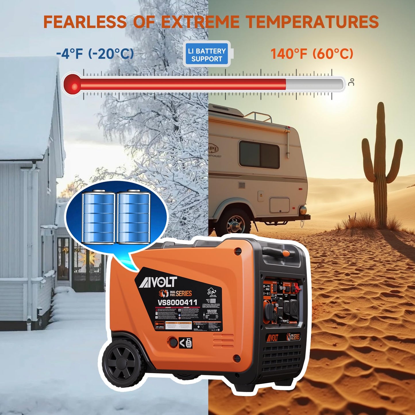 AIVOLT 8000W Dual Fuel Inverter Generator, Super Quiet Electric Start Portable Generator Gas Propane Powered for Home Backup, RV, Camping & Travel - CARB Compliant