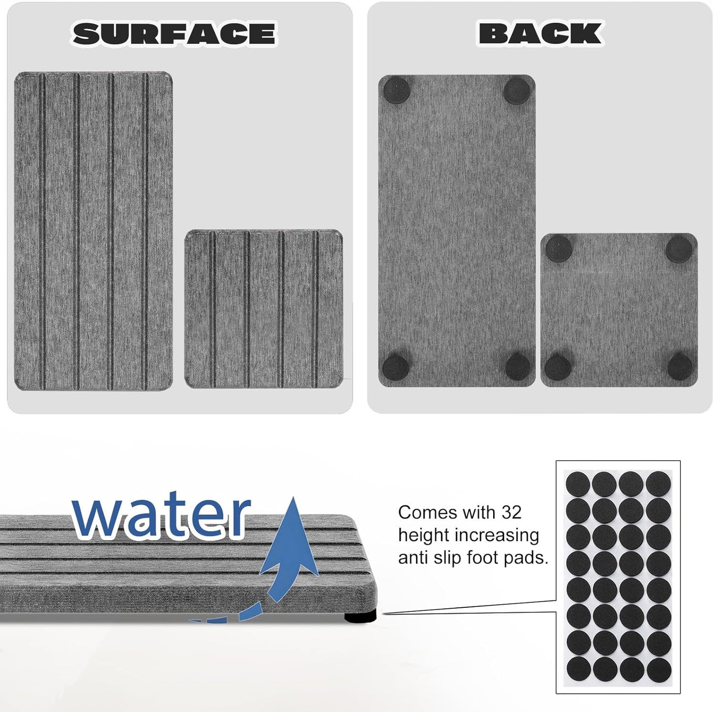 Skiennix Stone Drying Tray - Fast Drying Diatomite Soap Tray for Bathroom & Kitchen | 4PCS Set