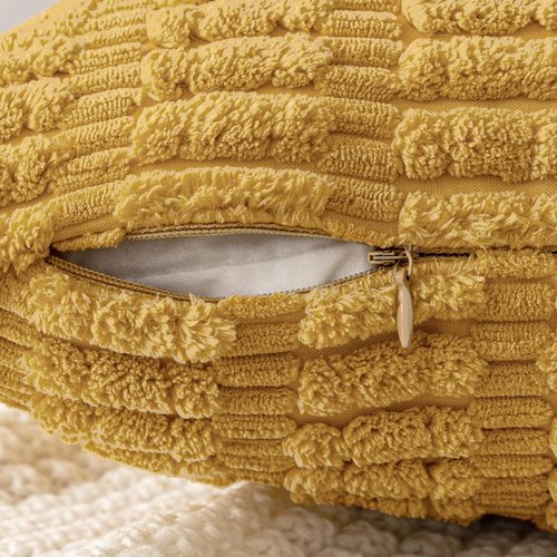 MIULEE Corduroy Throw Pillow Covers - Soft Boho Striped Design | 18x18 Inch Yellow for Modern Farmhouse Decor