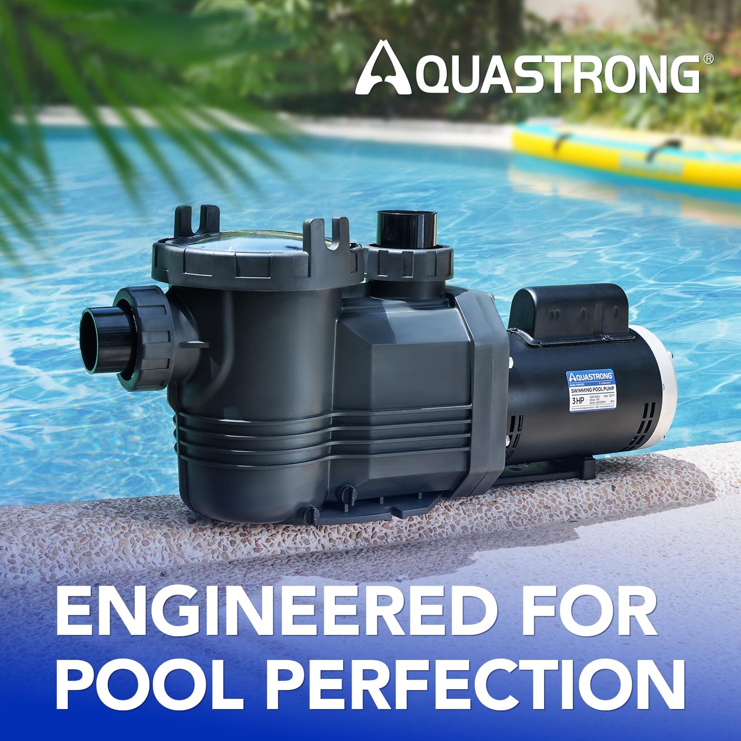 AQUASTRONG In/Above Ground Pool Pump Pure Copper Motor Energy Efficient High Flow Powerful Self Primming Swimming Pool Pumps with Filter Basket, Light Black