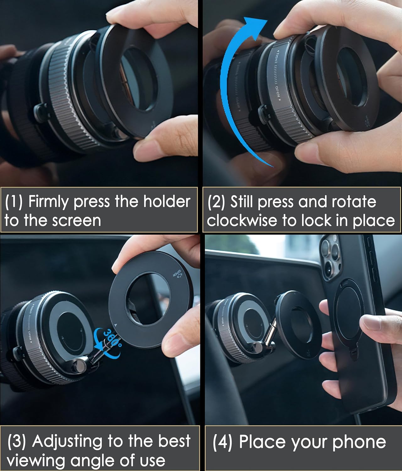 BLISSJU Vacuum Magnetic Car Phone Holder Foldable Mount with Ultra Suction Cup for Magnetic Phone Cases Cell Phone
