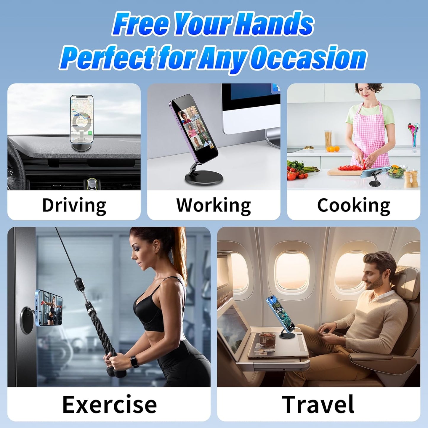 Aioopro [3-sided 4200gf 300 Upgraded Car Phone Holder for Magsafe Strongest Magnetic] Folding Phone Stand for Desk