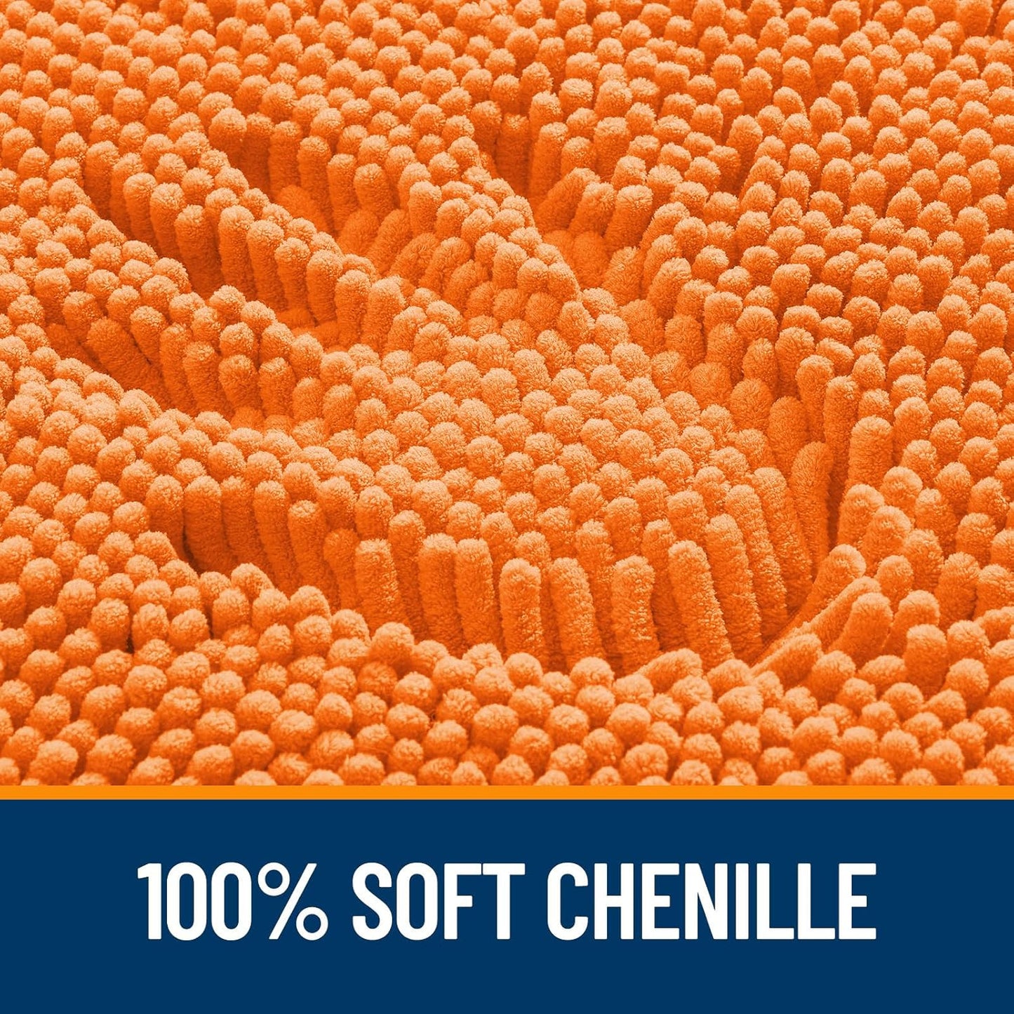 OLANLY Bathroom Runner Rugs - Extra Soft Chenille Bath Mats | Quick-Dry, Machine Washable, 44x24, Orange
