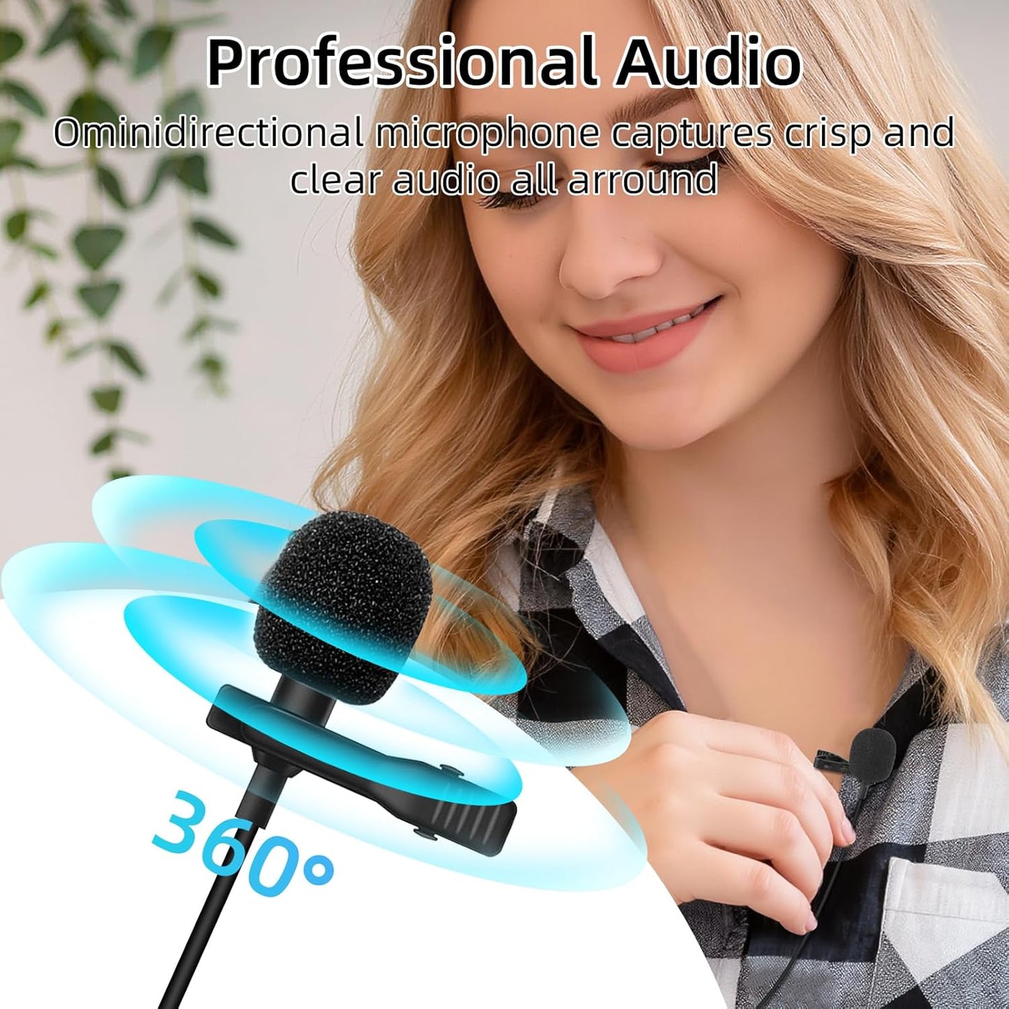 GELRHONR 3.5mm 3.5mm(1/8") 4.9FT Lavalier Microphone, TRRS Plug Invisible Lapel Microphone Wired for Phone, PC, Camera