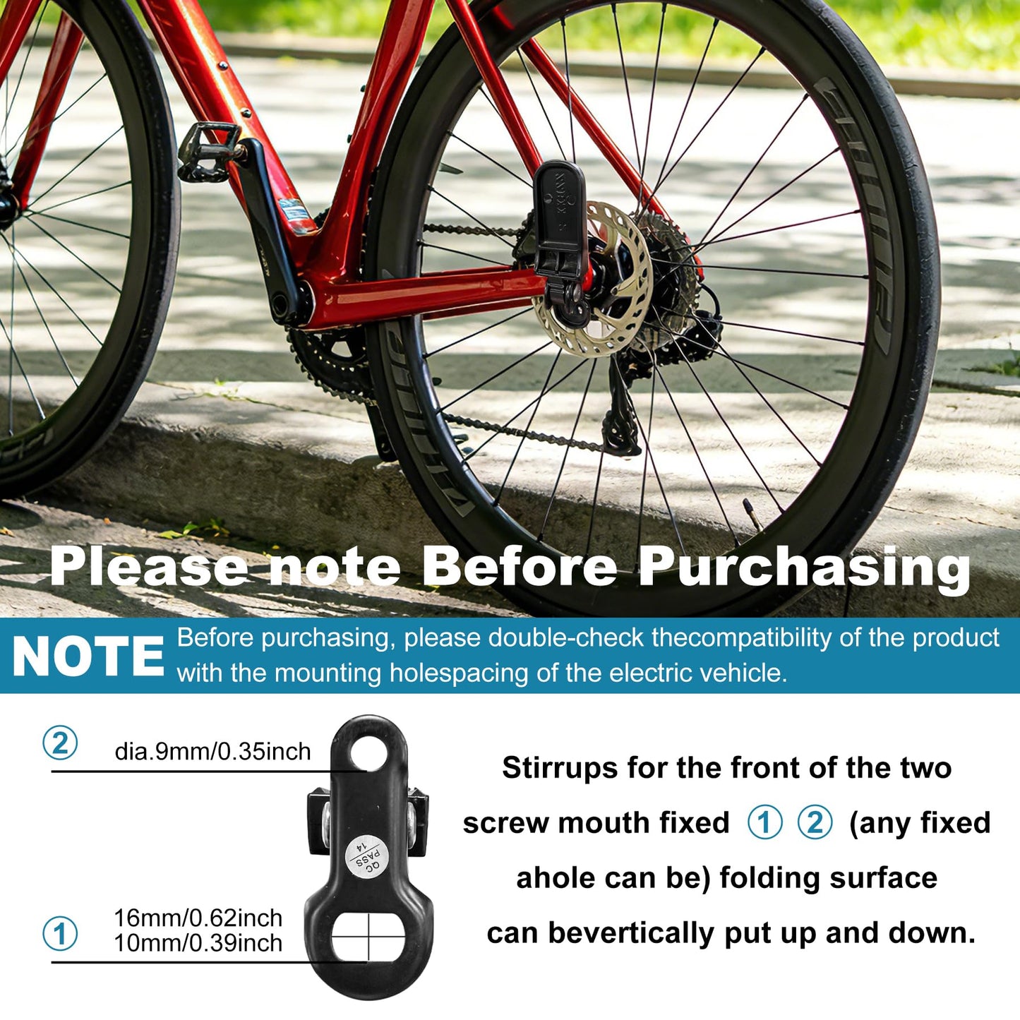 2PCS Bike Rear Pedals, Mini Folding Bicycle Foot Pegs, Rear Seat Footrest Pedals for Mountain Bike E-Bike