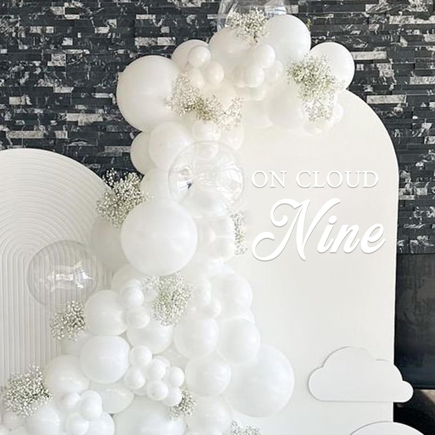 On Cloud Nine Baby Shower Decal Sign - Stylish Wall Sticker for Decor | White Acrylic Design