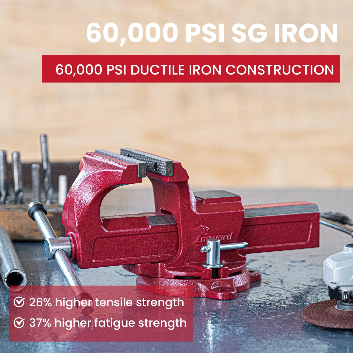 Forward 1308 8 Inch Home Vise Ductile Iron 8" Bench Vise Homeowner's Vice with Anvil and Swivel Base