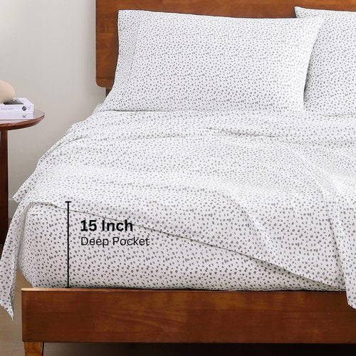 Lane Linen 100% Organic Cotton King Bed Set - Ultra Soft Percale Weave Bedding in Haze Grey