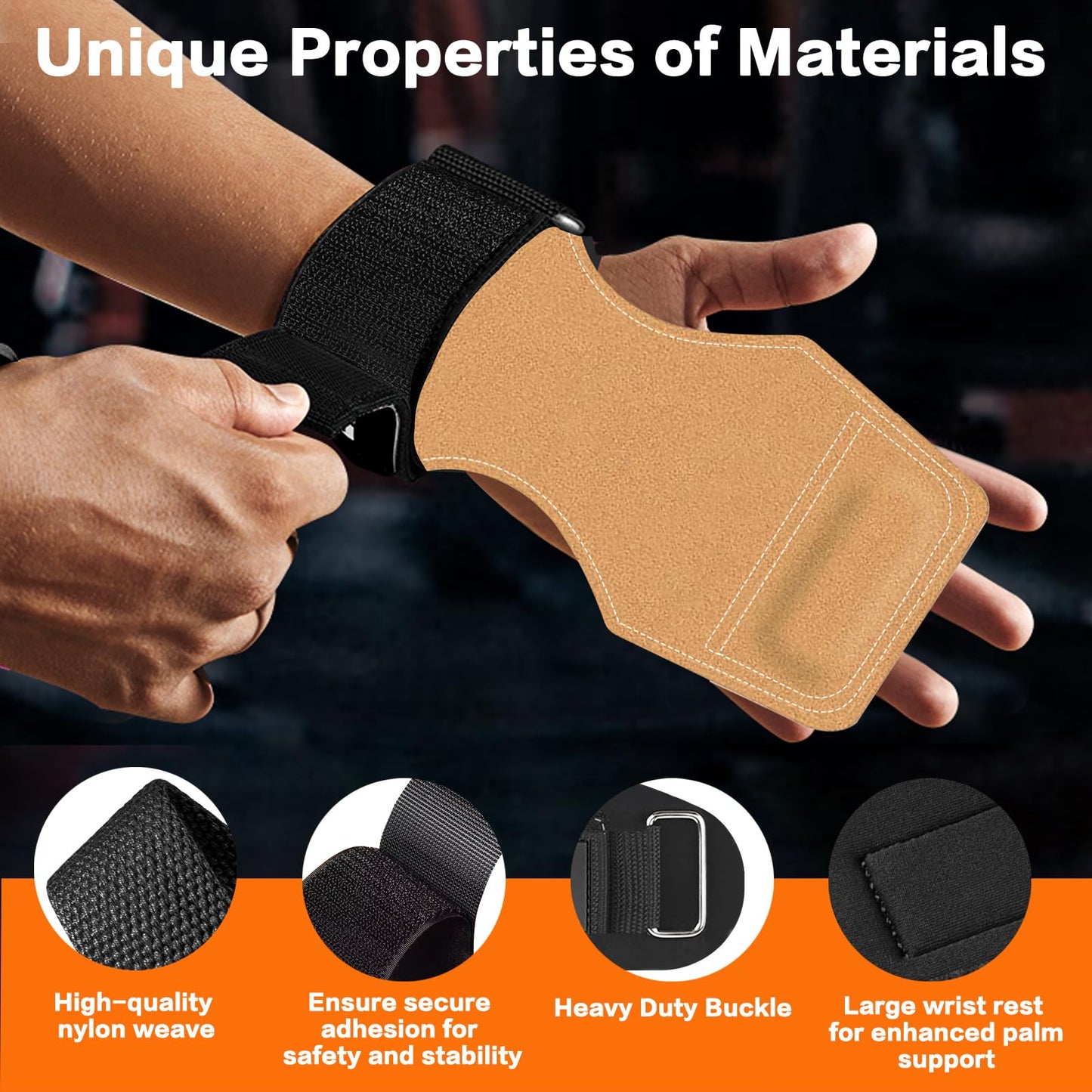 Weight Lifting Wrist Strap, Double-Layer Leather Wrist Straps for Gym Strength Training Weightlifting,Deadlift and Powerlifting, Enhance Grip Strength Neoprene Padding Gym Workout Lifting Straps for Men & Women (Pair) Brown