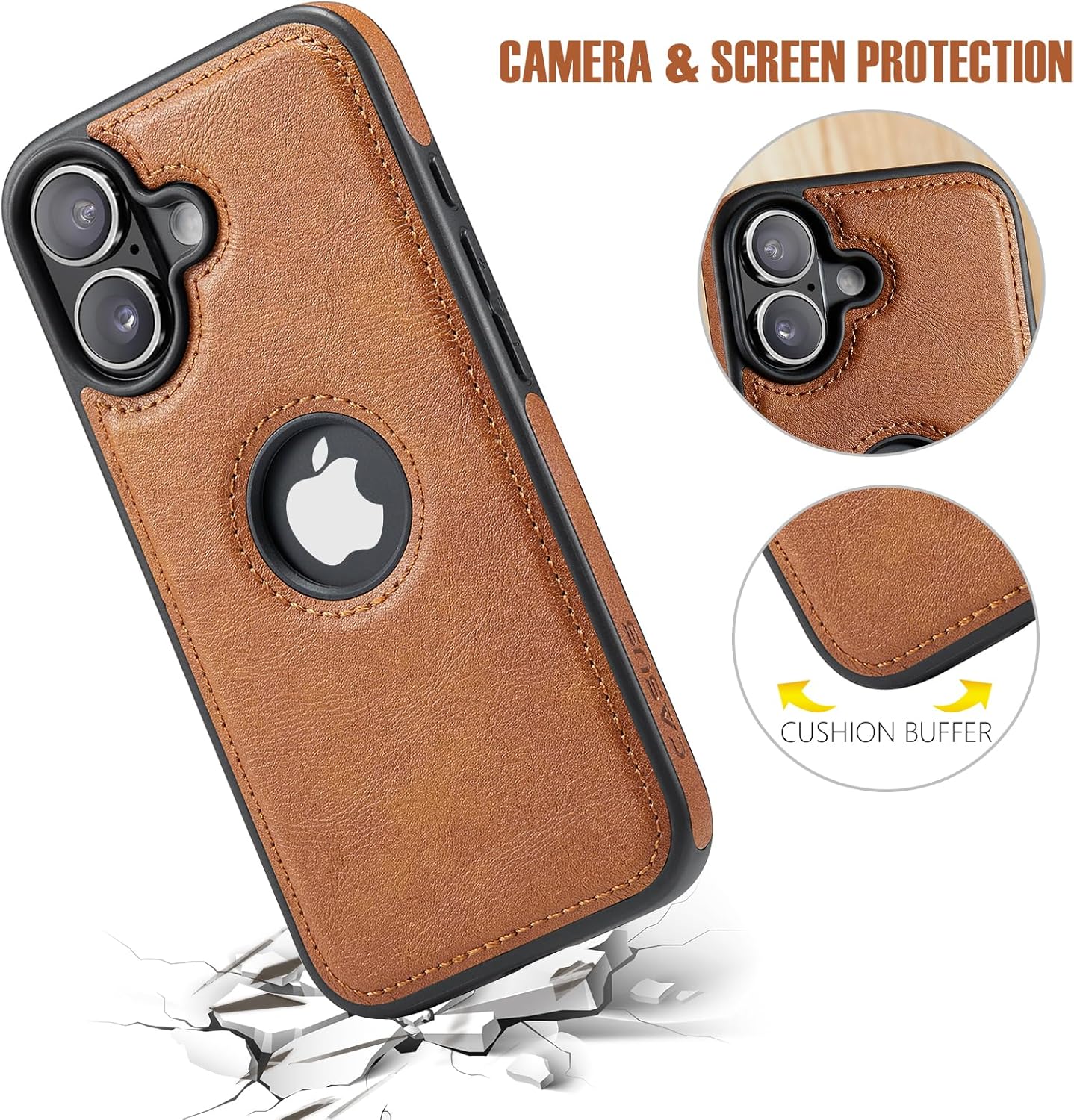 C Casus 17, 6.3 (2025) Casus Magnetic Leather Case for iPhone MagSafe Compatible, Business Classic Style, Shockproof