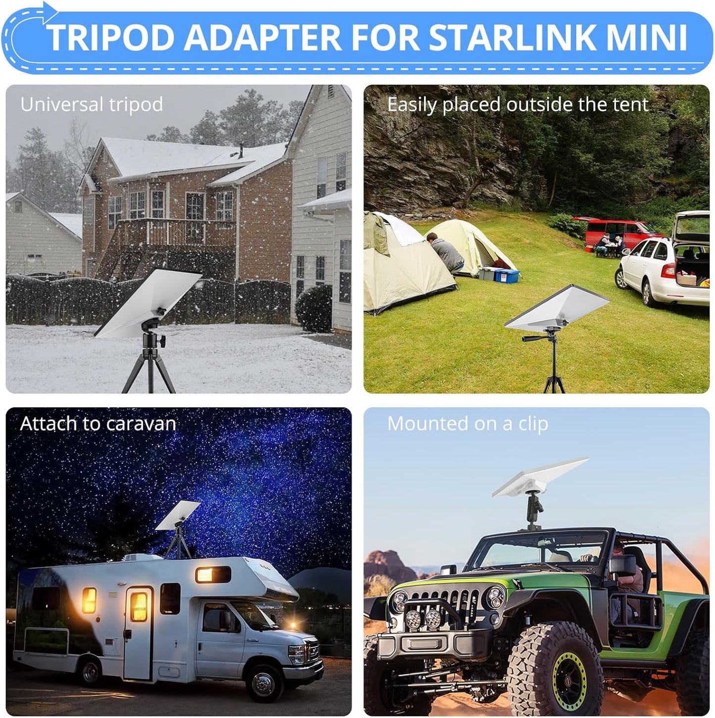 CAMWAY 1/4"-20 3/8"-16 Star-Link Mini Tripod Adapter - Aluminum Alloy Tripod Adapter and Threads, Star-Link Mini