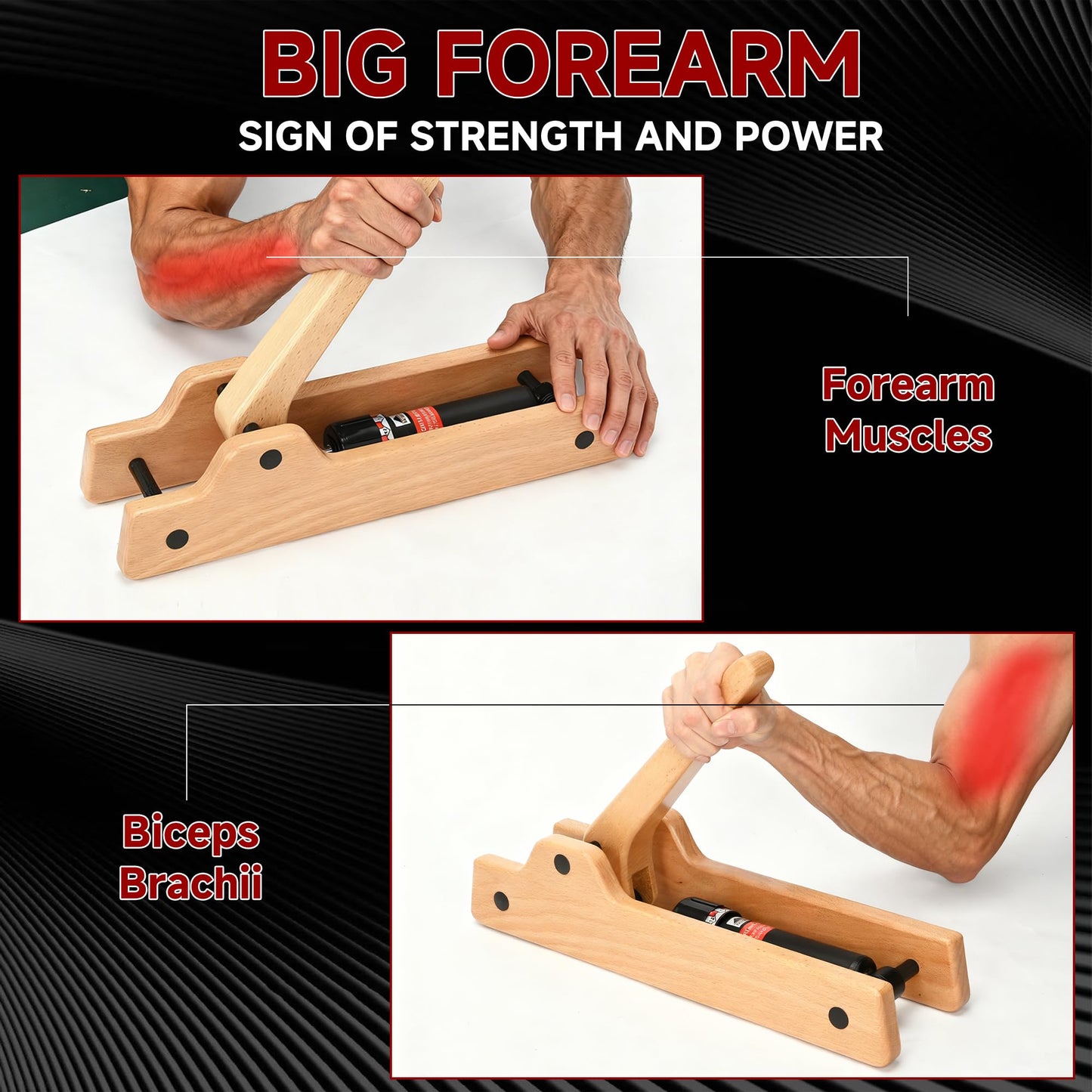 Arm Wrestling Training Equipment, Wooden Forearm Strengthener with 12 Adjustable Hydraulic Resistance Levels, Arm Strength Trainer for Home Gym Equipment, Wrist & Grip Training for All Skill Levels