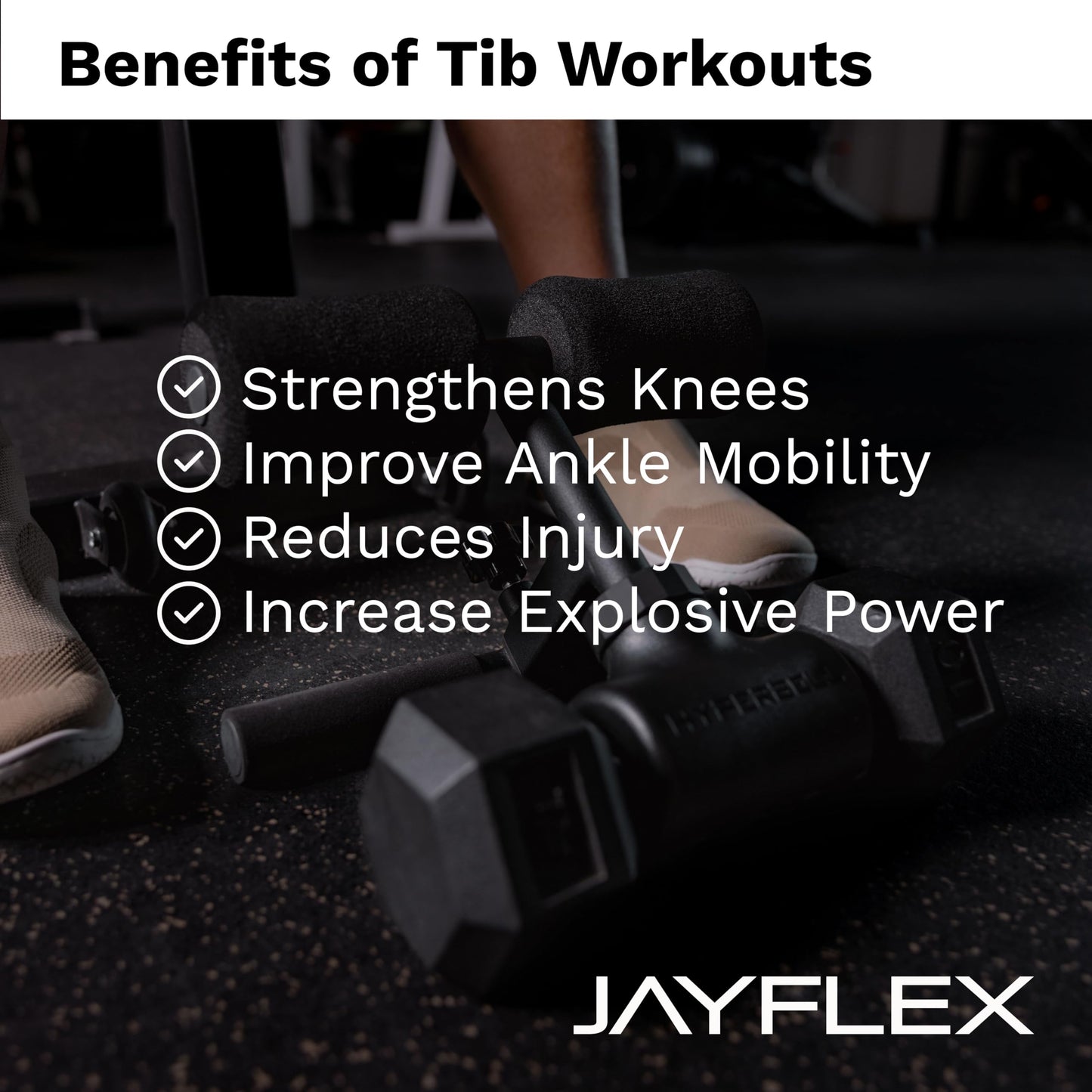 Jayflex Tib Bar Machine with Patented Dumbbell Clamp – Tibialis Trainer for Tib Raises, Knees Over Toes Equipment, Calf & Lower Leg Exercise Machine