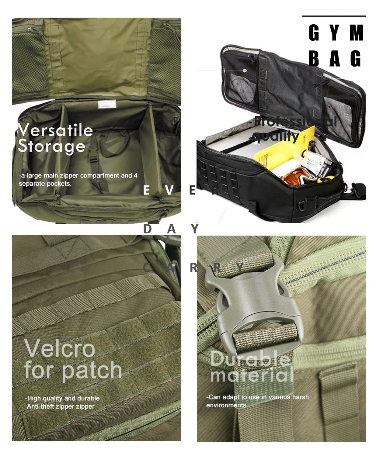 Miramrax Travel Duffle Bag Backpack for Men - Large Tactical Bags Weekender Gym Bag for Overnight Traveling Military Workout Deployment Sports (Green, 25L)