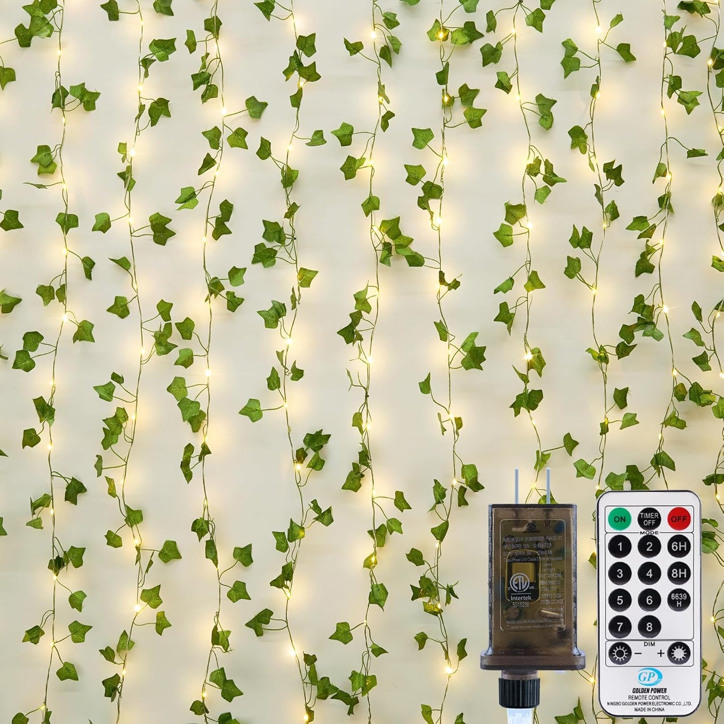 OMIKA 66FT Ivy String Lights - 200 LED Waterproof Fairy Lights with Remote for Bedroom & Garden Decor | Warm White