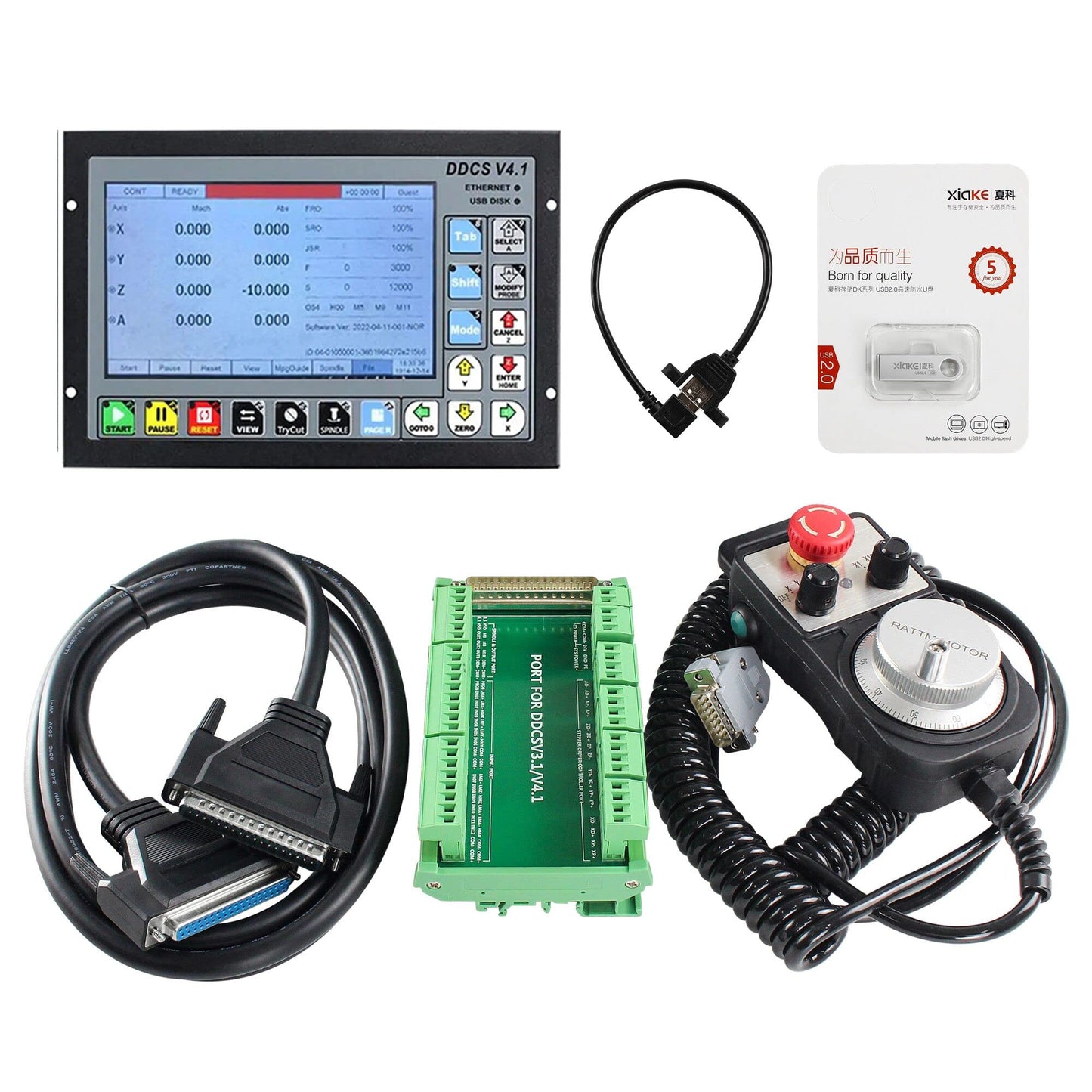 CNCTOPBAOS 4 Axis 500KHz CNC Offline Controller DDCSV4.1,Stand Alone System Motion Controller PLC,Slave Stepper Servo Motor Control+MPG Handwheel for CNC Router,Lathe,Engraving Milling Machine