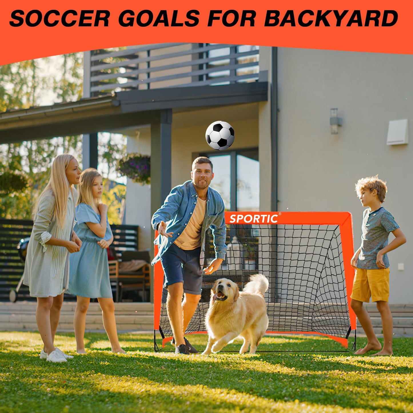 2 Pack 4' x 3' Soccer Goal Net Set, Pop Up Kids Practice Soccer Goals for Indoor and Outdoor.Portable Soccer Net with Carrying Bag & Ground Pegs, Perfect for Backyard, Field, Court (Orange)