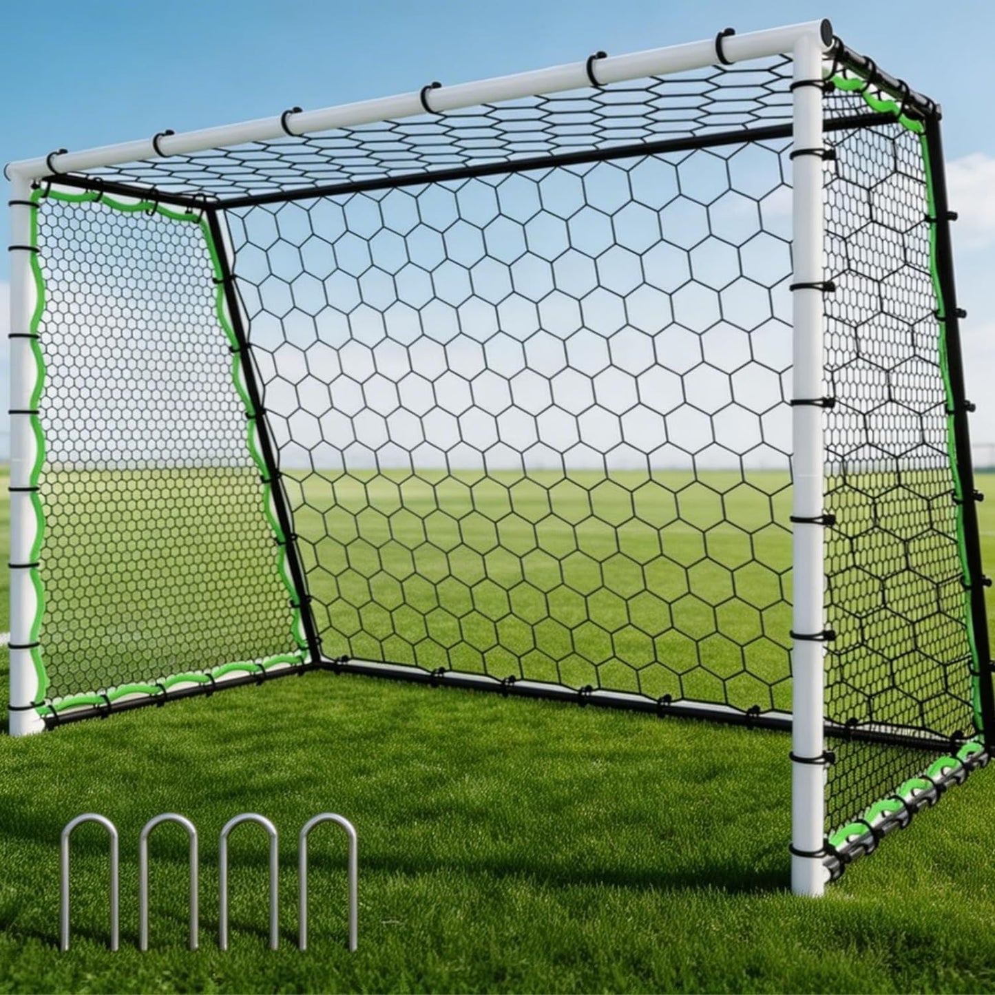 5-in-1 Soccer Rebounder Net, 7x5Ft OR 12x6Ft Soccer Goal Training, Large Ultra-Responsive Football Net for Powerful, High Low Passing, Ball Control Practice
