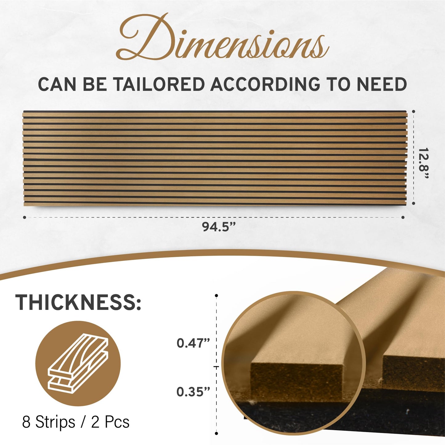 Dogberry 2 Pack Acoustic Wood Wall Panels, Decorative Soundproof Panels for Walls and Ceiling,n, 3D Slat Wood Wall Panels (94.49” x 25.4” Total Coverage, Natural Oak),
