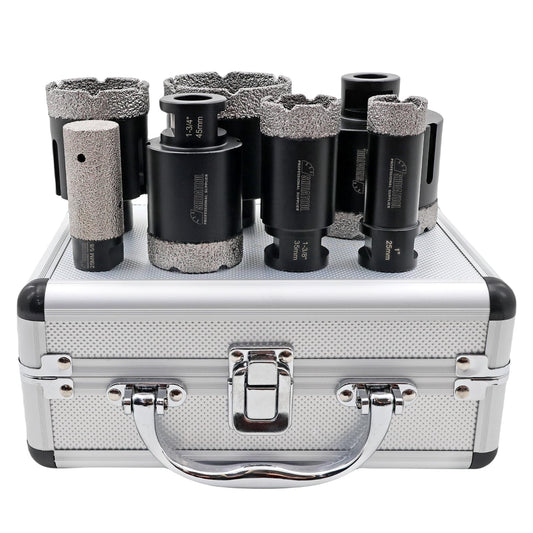SHDIATOOL Diamond Core Drill Bits Set Hole Saw Kit for Porcelain Tile Ceramic Marble Brick Vacuum Brazed Cutter 7-Piece (25/35/45/51/65/76mm)+25mm Finger Bits