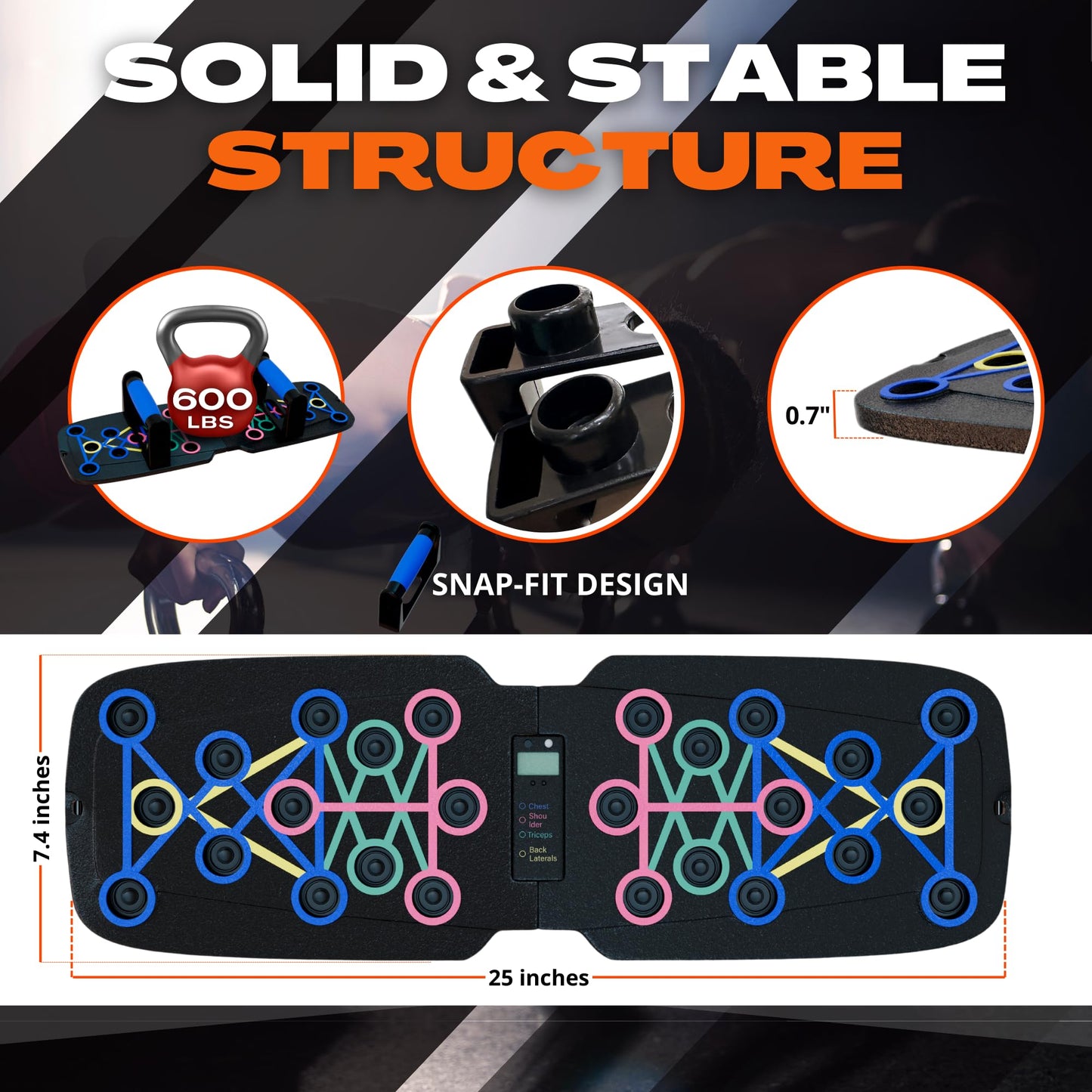 Clikshop Push Up Board – Foldable Push Up Bar System with Resistance Bands | Perfect Pushups for Men | Portable Pushup Board & Calisthenics Equipment for Strength Training at Home or Gym