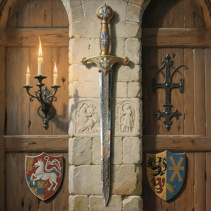 Metal Vertical Sword Wall Mount Sword Hanger Adjustable Multifunctional Mount for Medieval Sword Dagger Axe Blade Cosplay Sword Display (Black 2pcs)