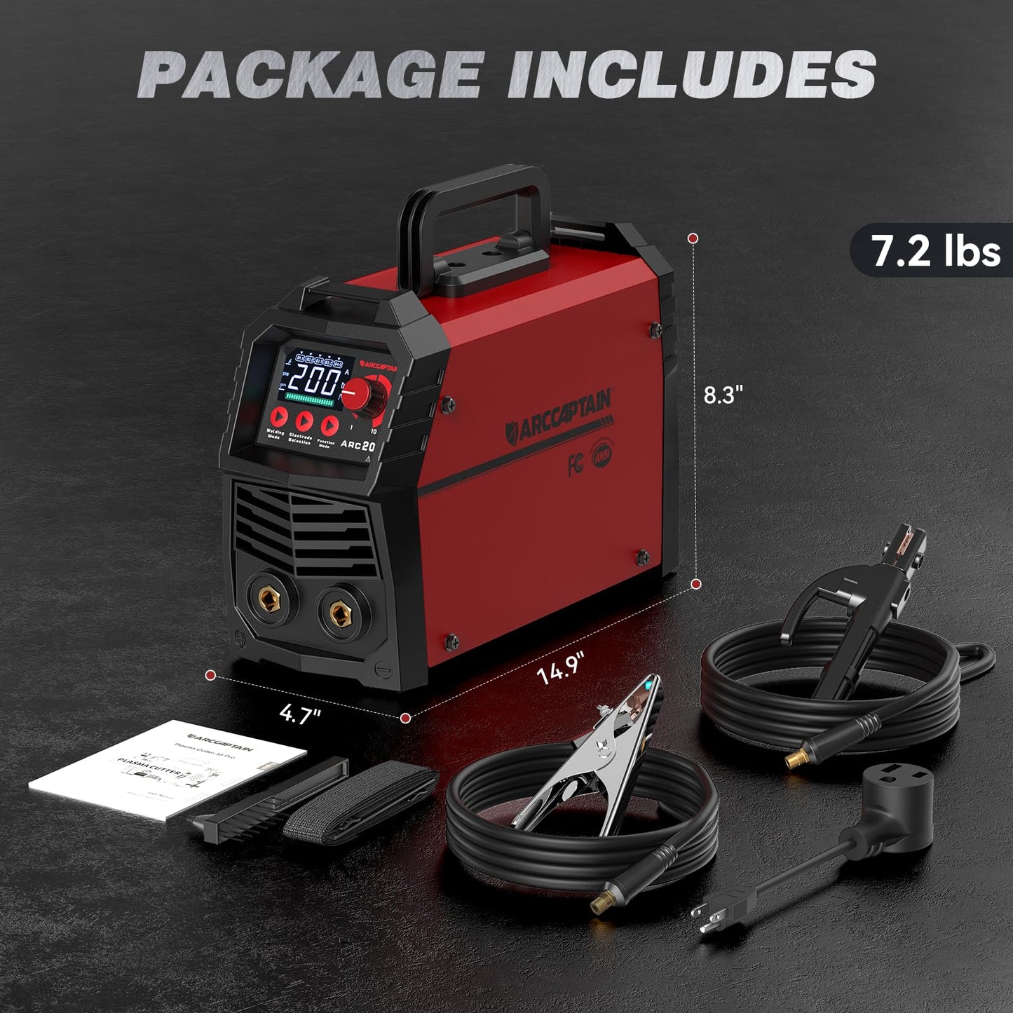 ARCCAPTAIN Stick Welder, [Large LED Display] 200A ARC/Lift TIG Welding Machine with Synergic Control, IGBT Inverter 110V/220V Portable MMA Welder Machine with Hot Start, Arc force and Anti-Stick