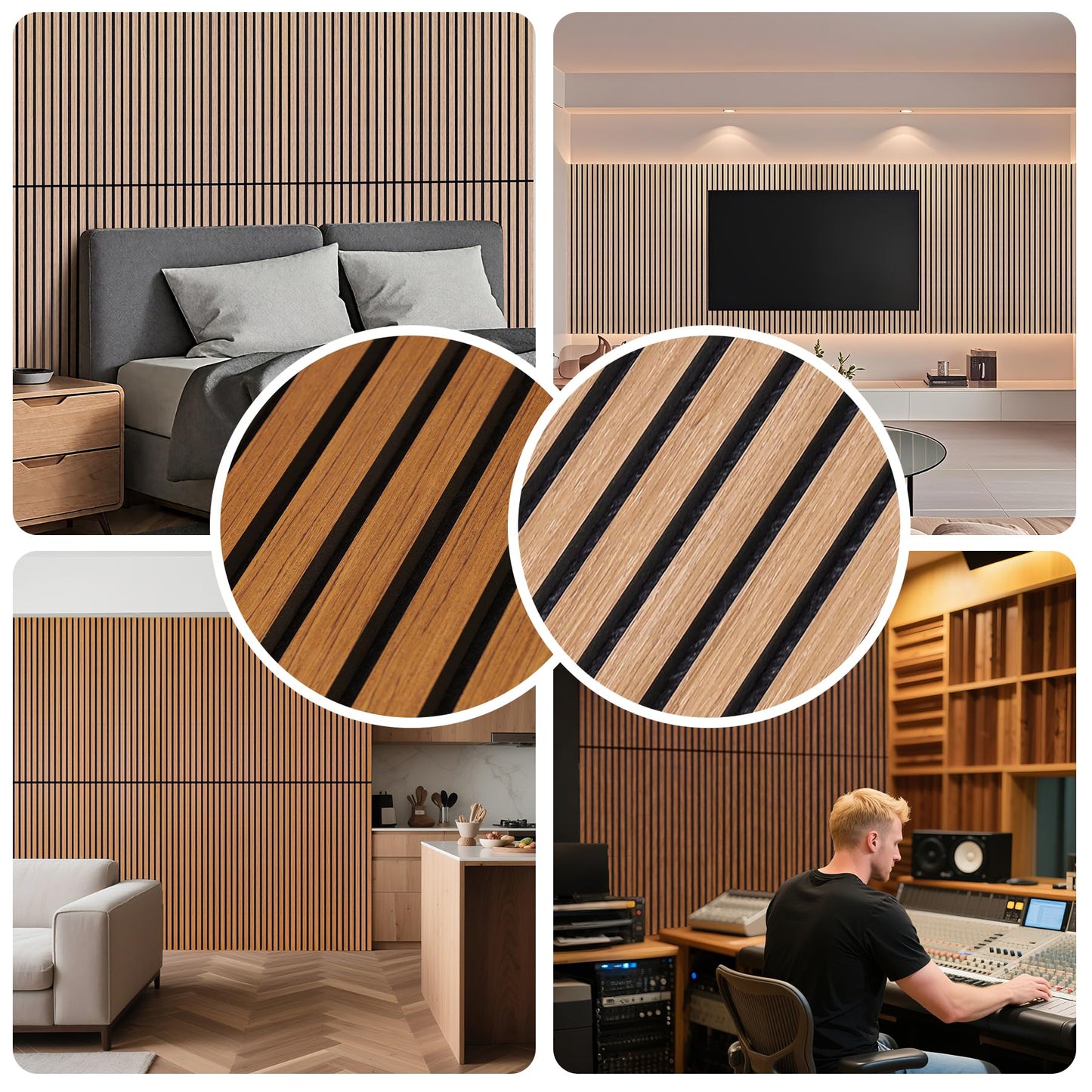 4-Piece Wood Slat Panels for Wall,47.2" x 23.6" Wood Panels Acoustic Panel Soundproof Wooden Paneling for Interior Wall Decor(Teak)