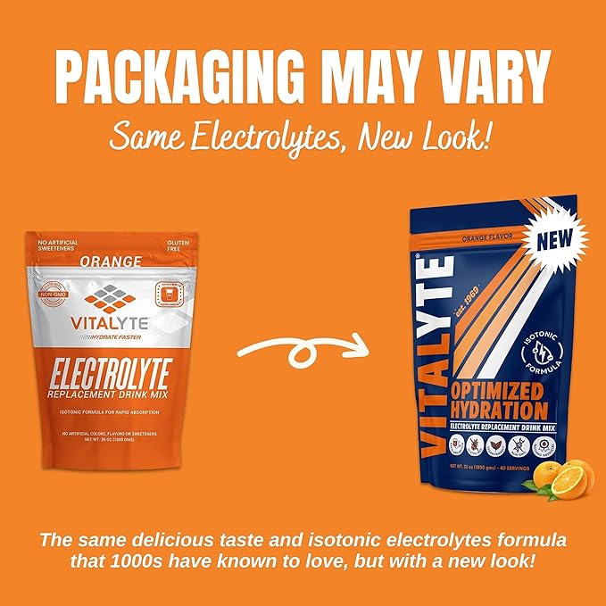 Vitalyte Electrolyte Powder Drink Mix, Isotonic Electrolyte Hydration Mix, Case Pack (6 Pack, Orange)