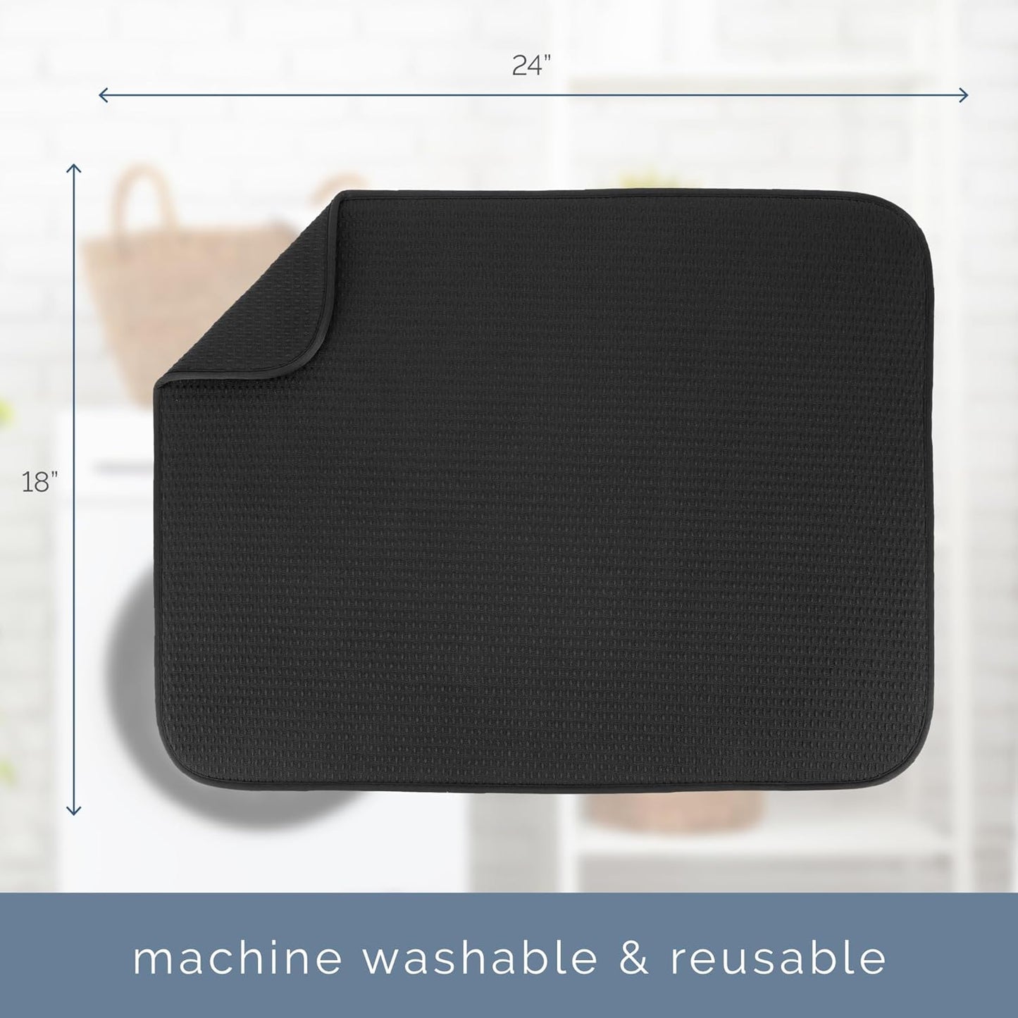 S&T INC. XL Dish Drying Mat - Absorbent Microfiber Kitchen Counter Pad, 18” x 24”, Black Diamond Texture