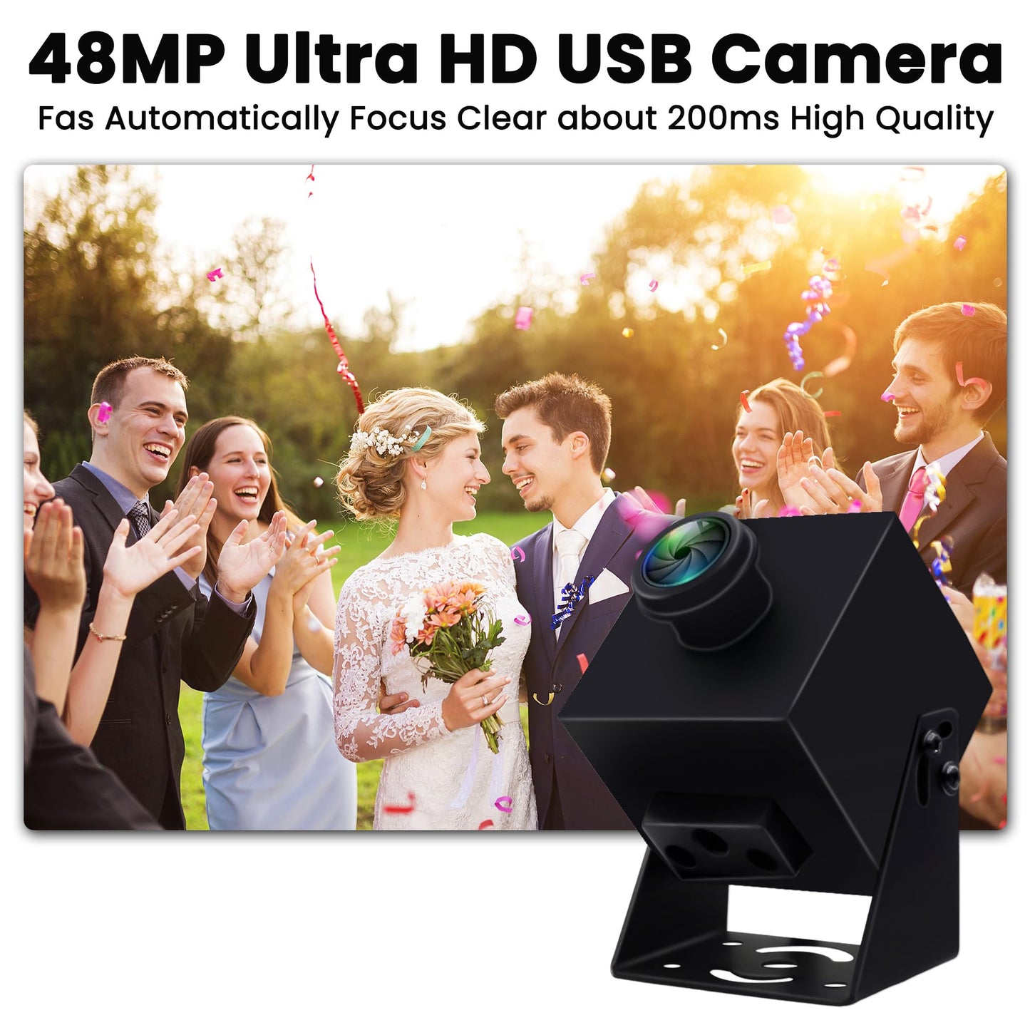 IFWATER 48MP USB Camera 8K Webcam 6000P Ultra HD Cam with 200Degree Wide Angle Fisheye Lens PC Computer Lightburn for Laser Engraver Plug and Play for Document Scanning Face Recognition