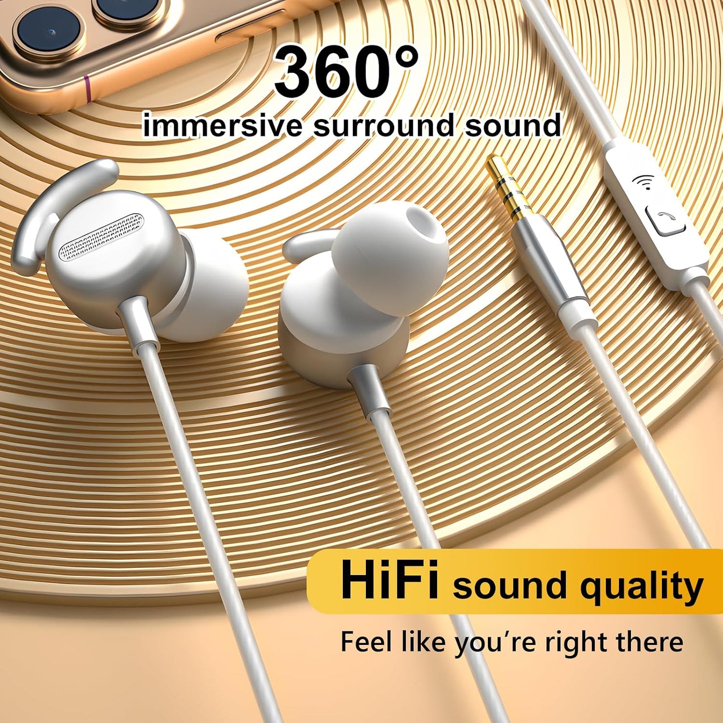 BQRTUIO 10mm 3.5mm Wired in-Ear Earbuds with Microphone, Hi-Fi Sound, Noise-Isolating Fit, Drivers, Jack for Phone