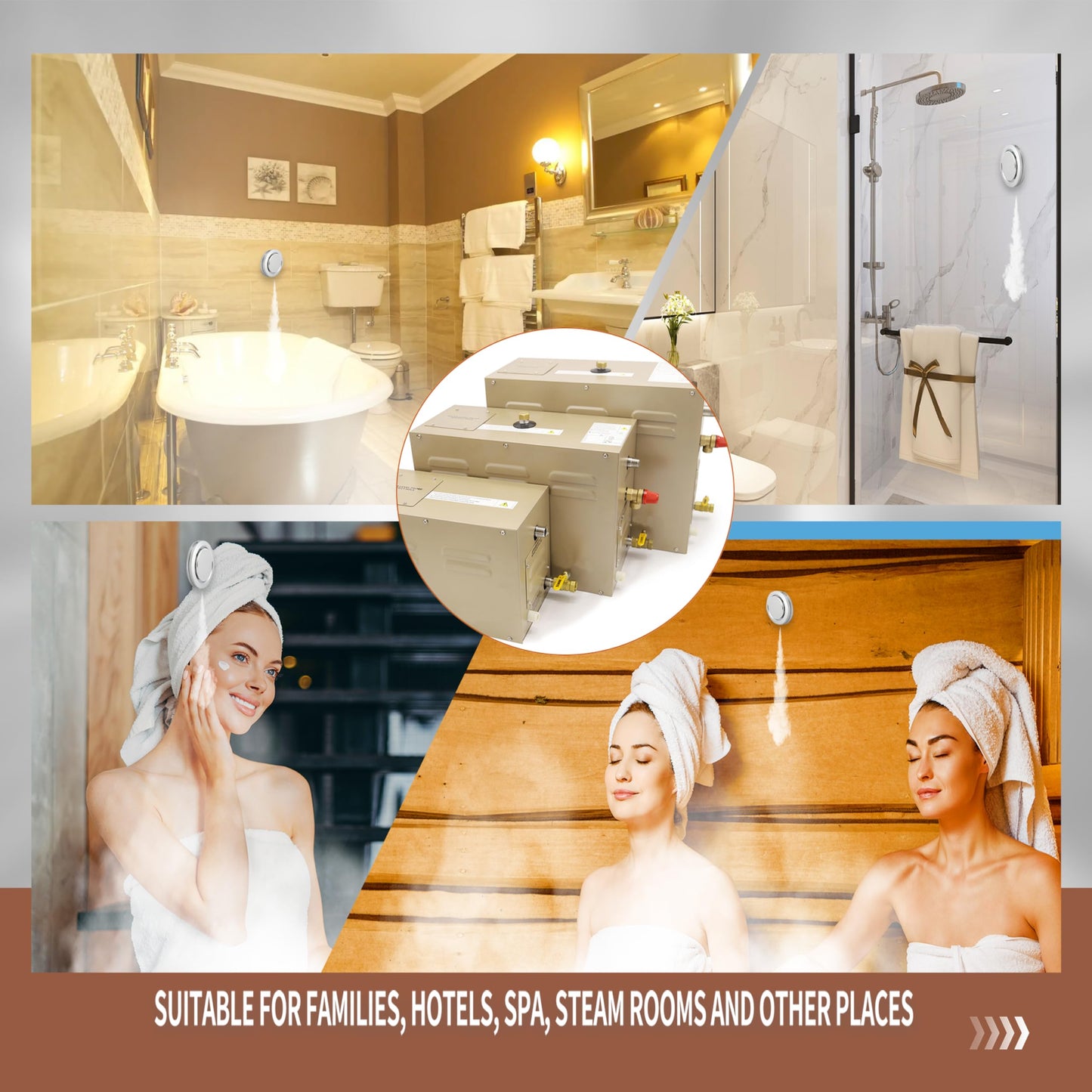 JJFFTAO,Steam shower generator,18kw Household-Commercial,Steam shower generator kit,with self-draining system,Temperature adjustable 95-131°F,Applicable space 560～735ft3