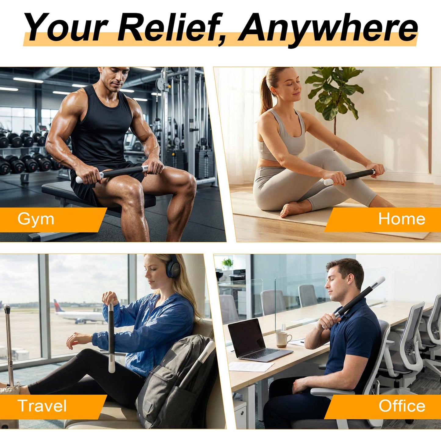 ZanLLW Foam Roller, Massage Roller, Muscle Roller Stick, Neck Massager for Muscles Relief, Therapy Roller Stick for Legs, Calf, Thigh, Lipo, Massage Rolling Pin, Help Sore Muscle Recovery