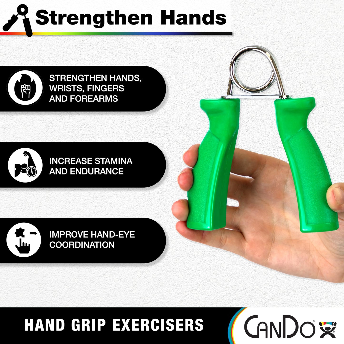 CanDo Hand Grip Exerciser Pair - Black, X-Heavy - 48 lb