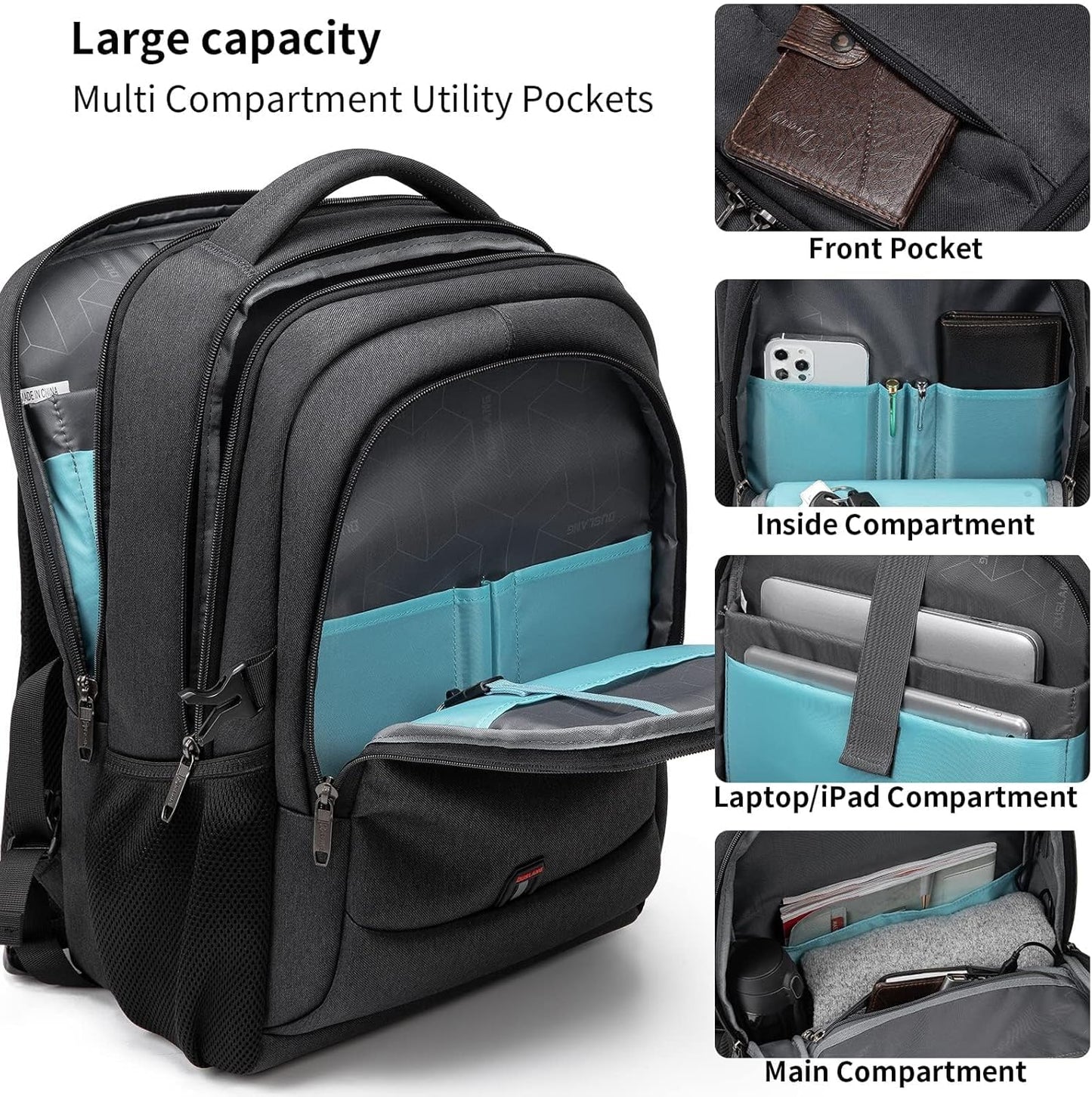 17 Inch Backpack Backpack DUSLANG Laptop for Travel Water Resistant College for Men/Women Laptop Bag with USB Charging