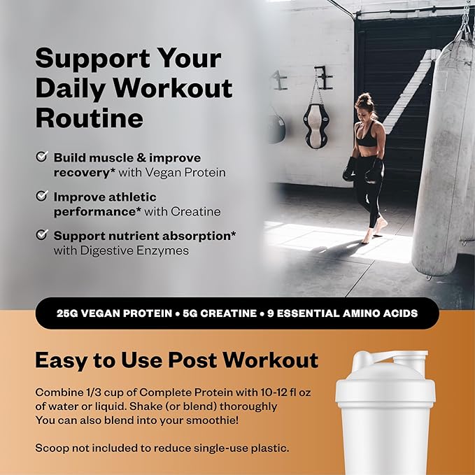 RNWY 25g Chocolate Protein + 5g Creatine Powder, Vegan Plant-Based Protein with Digestive Enzymes to Build & Recover, 21 Servings