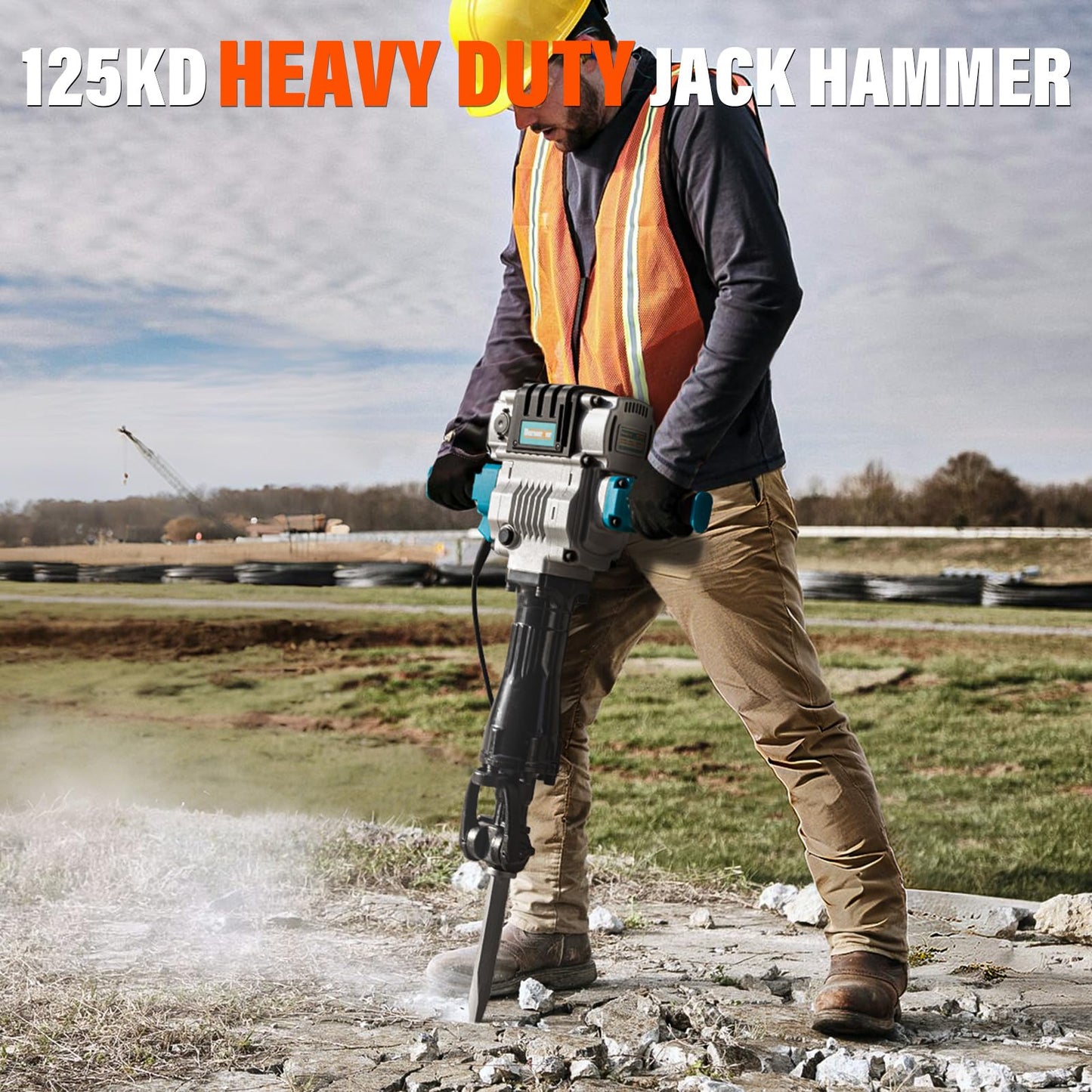 Berserker 55-Pound 1-1/8" Hex Shank Breaker Hammer, 2100W 17-Amp Heavy Duty Concrete/Pavement Demolition Jack Hammer with Carrying Case Flat Chisel & 2 Bull Point Chisel