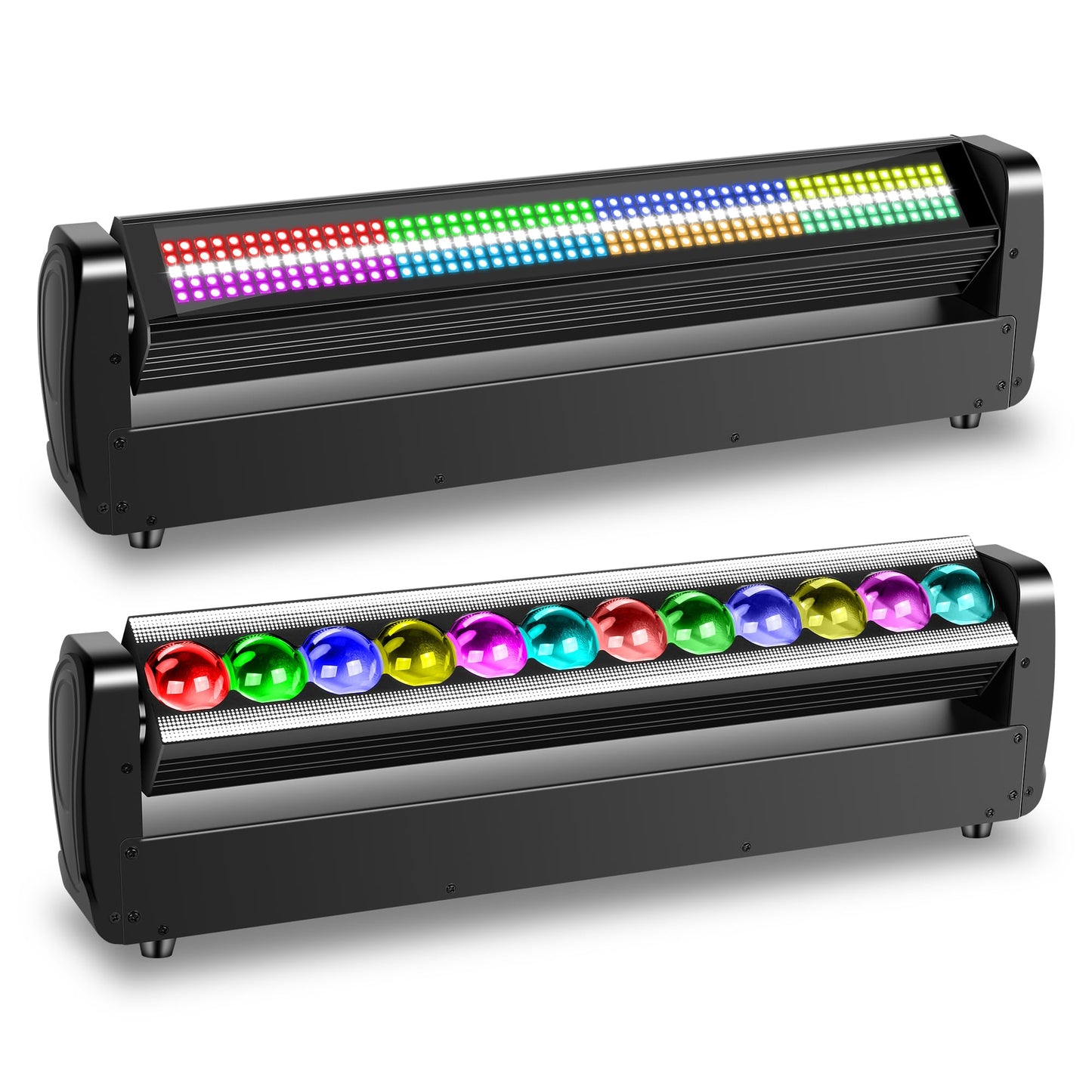 ENDYSHOW Moving Head DJ Light Bar,250W 4IN1 RGBW Wash&Strobe Light Bar 360° Double-Sided Moving Head Stage Lights with DMX512/Sound/RDM Professional DJ Uplights for Party Wedding Band Gig Disco 1Pack