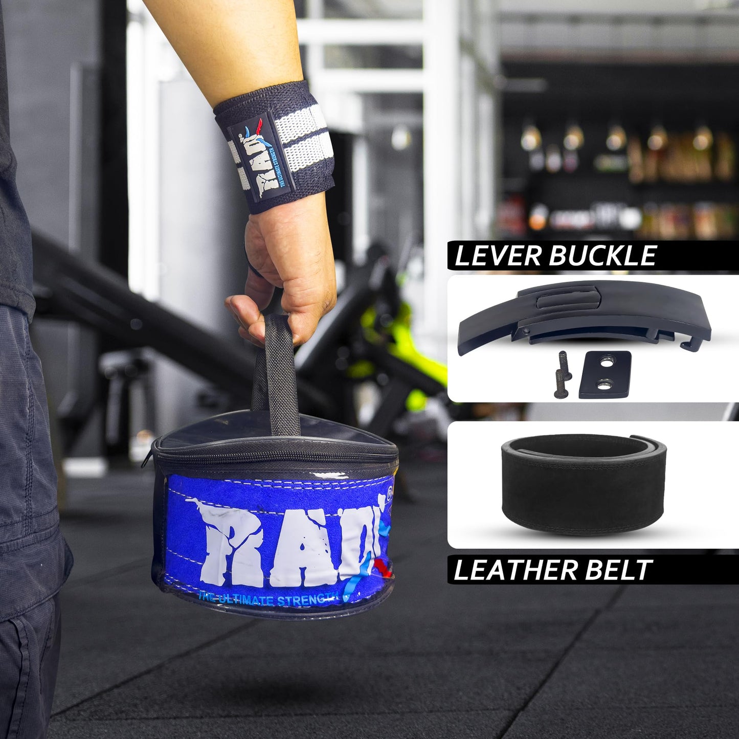 RAD Lever Weight Lifting Gym Belt for Men & Women, Size 25-42 Inches, Thick 10MM & Width 4 Inch, Jet Black Leather