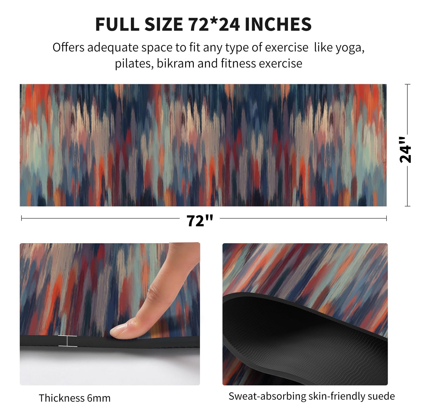 nuveti Yoga Mat Print Extra Thick TPE Non Slip Fitness Exercise Mat with Carrying Bag,72"x24" Extra Thick 6MM Exercise & Workout Mat for Yoga, Pilates Fitness and Floor Exercises