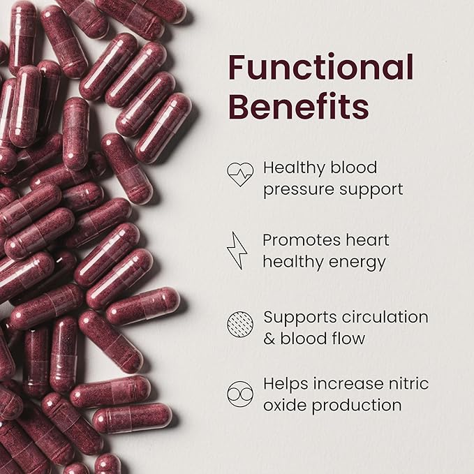 HumanN SuperBeets Beet Root Capsules Quick Release 1000mg, Helps Support Nitric Oxide Production, Blood Pressure, Heart Health, Contains Non-GMO Beetroot Powder, Studied Antioxidants 90 Count