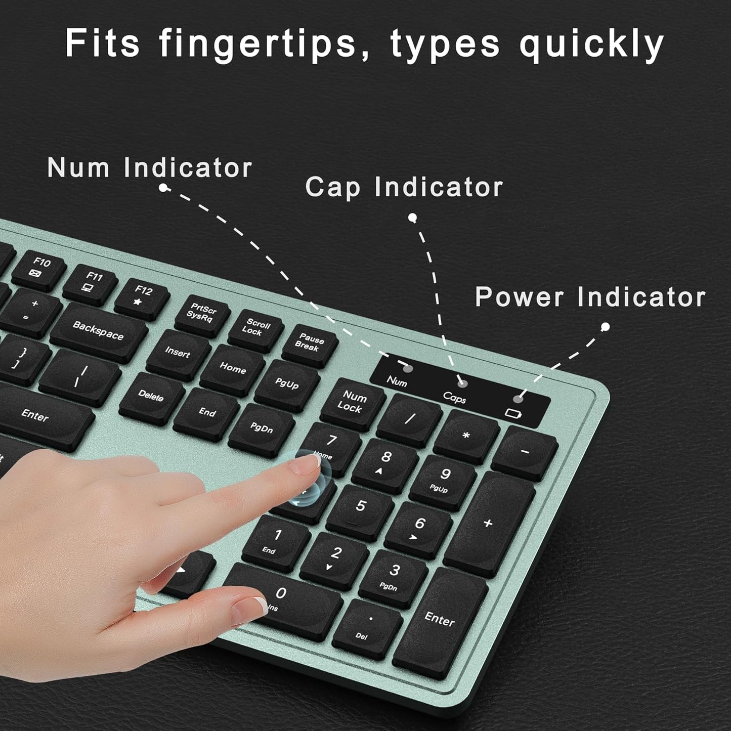 MPTOG 104-Key 15 Wireless Keyboard and Mouse Combo, Full-Size Office Keyboard with Function Keys, Numeric Keypad