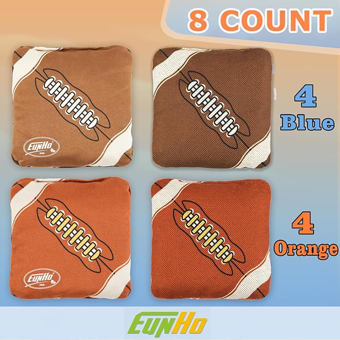 EunHo Dual Sided Cornhole Bags Regulation Set of 8 Professional Cornhole Bean Bags Slick and Stick for Tossing Game-All Weather