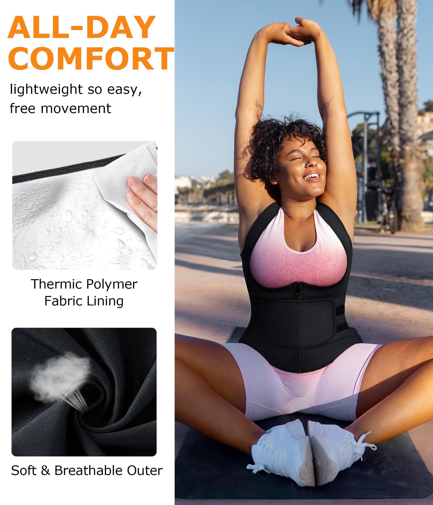 TrainingGirl Sauna Sweat Suit for Women Waist Trainer Workout Faja Weight Vest Body Shaper Shirt Band