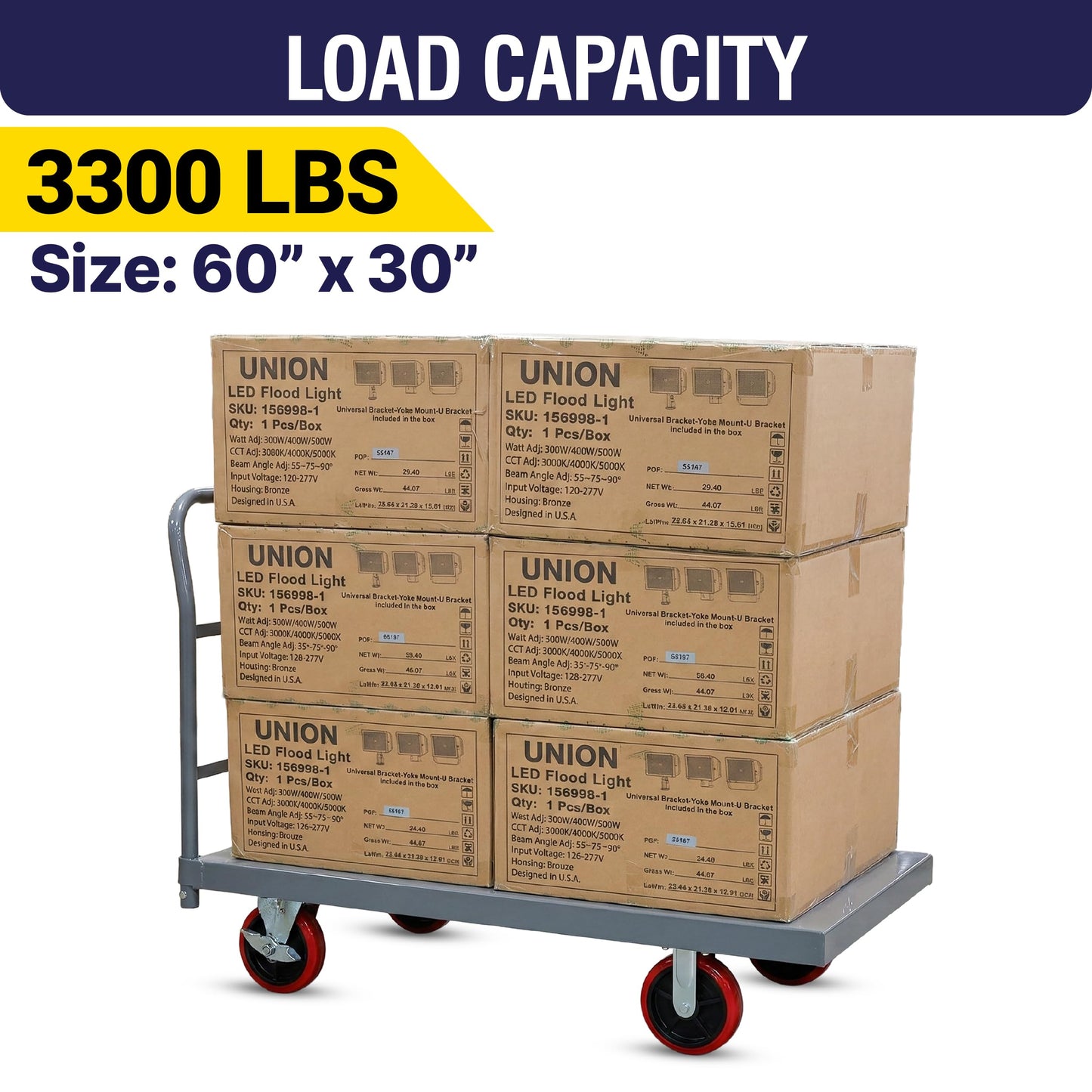 5Seconds Flatbed Platform Cart 3300LB Industrial Dolly Heavy Duty 60” x 30” Hand Push Truck Super Heavy Duty Flatbed 8'' Locked Swivel Wheels Commercial Moving