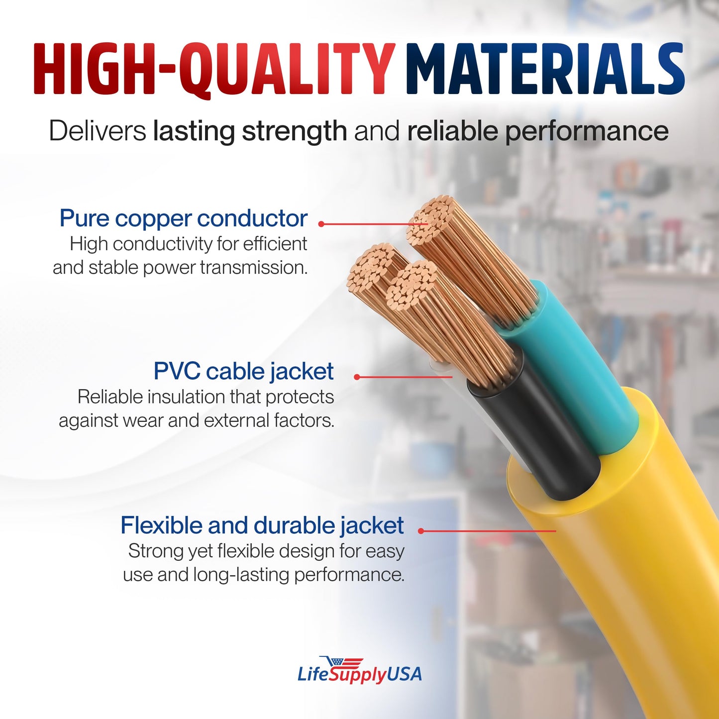 200ft Outdoor/Indoor Extension Cord 12/3 Gauge Extra Heavy Duty 3 Prong SJTW, Waterproof, Flexible Cold-Resistant Long Power Cord,8A 125V 1000W, Yellow by LifeSupplyUSA
