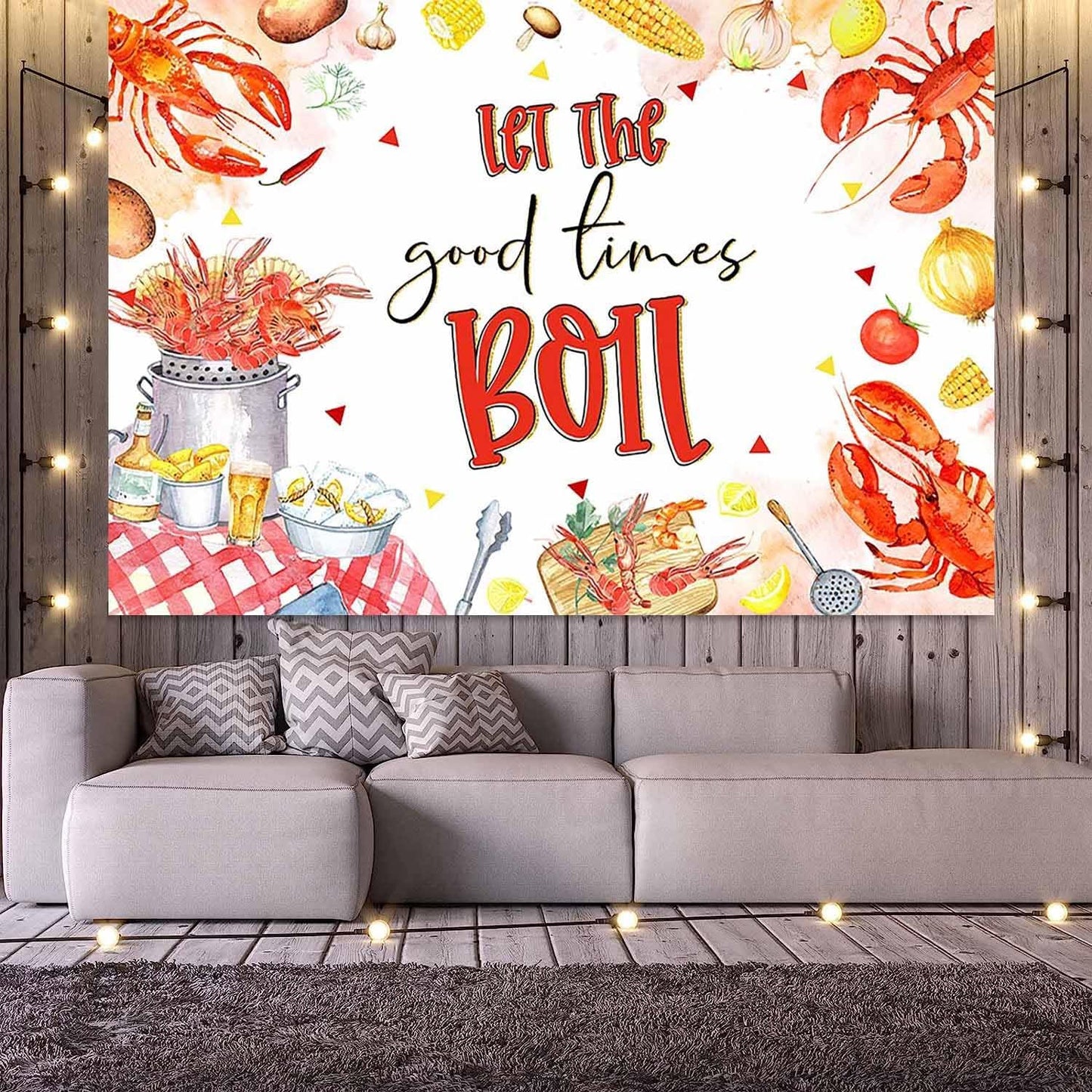 Joliaco (10x7ft) Crawfish Boil Theme Backdrop Seafood Boil Any Occasion Birthday Photography Background Let The Good