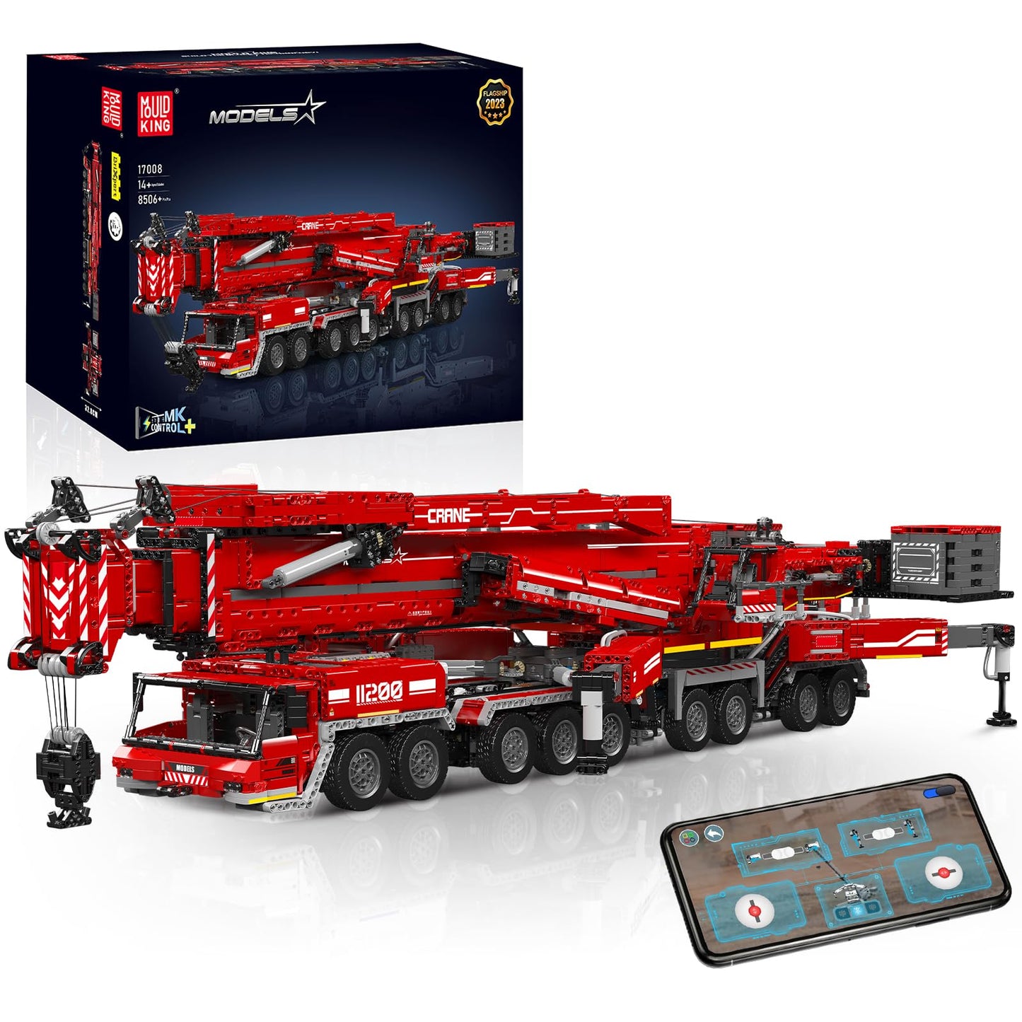 Mould King 17008 Technology Crane Building Set, Large Heavy Duty Crane Truck Building Kits with 20 Motors, APP Programmable Construction Vehicle Model Kit for Adult(8506+ PCS)